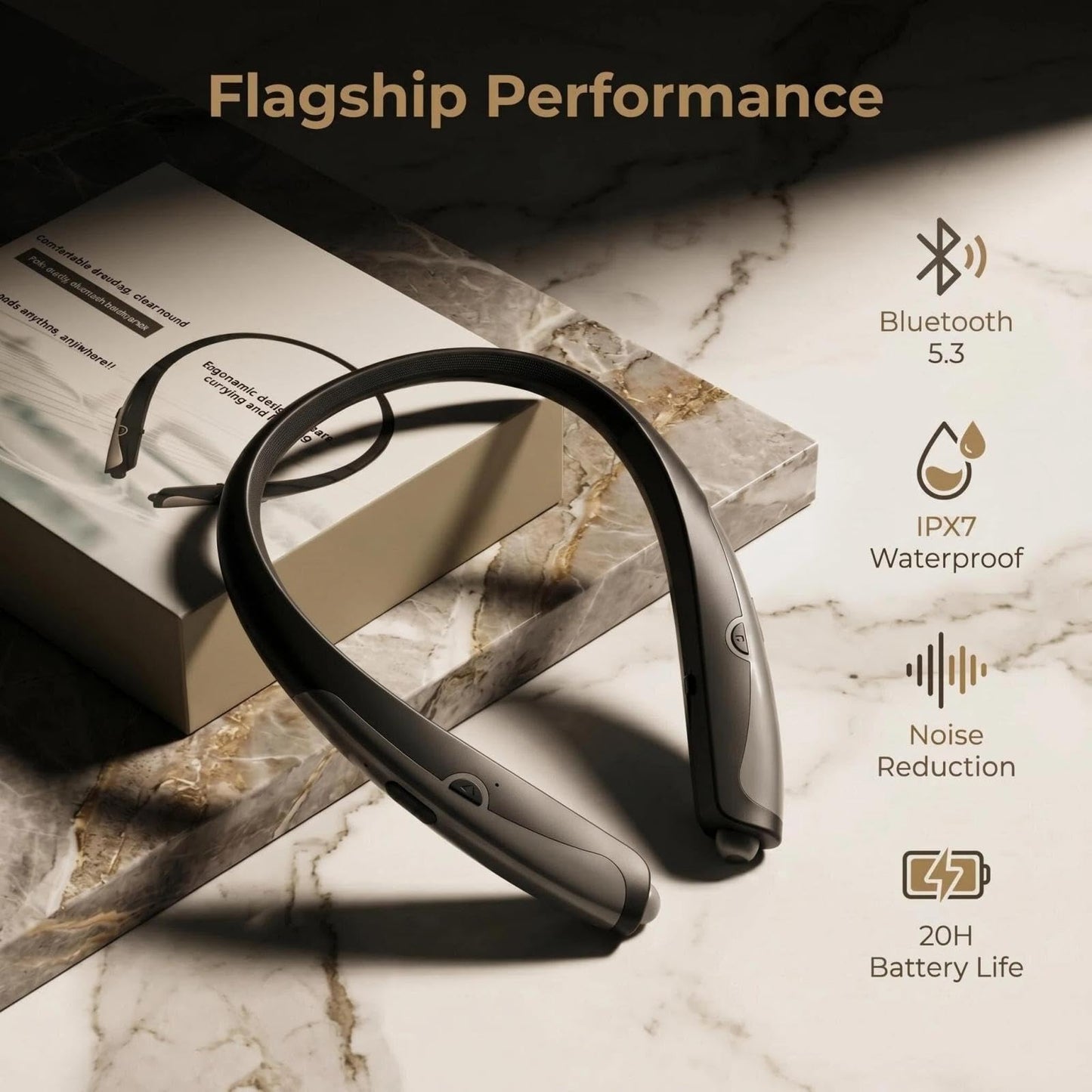 Qeapaue New Upgraded Bluetooth 5.3 Neckband Bluetooth Headphones with Gift Box, Sweat Resistant Noise Cancelling Stereo Earphones, Retractable Ear