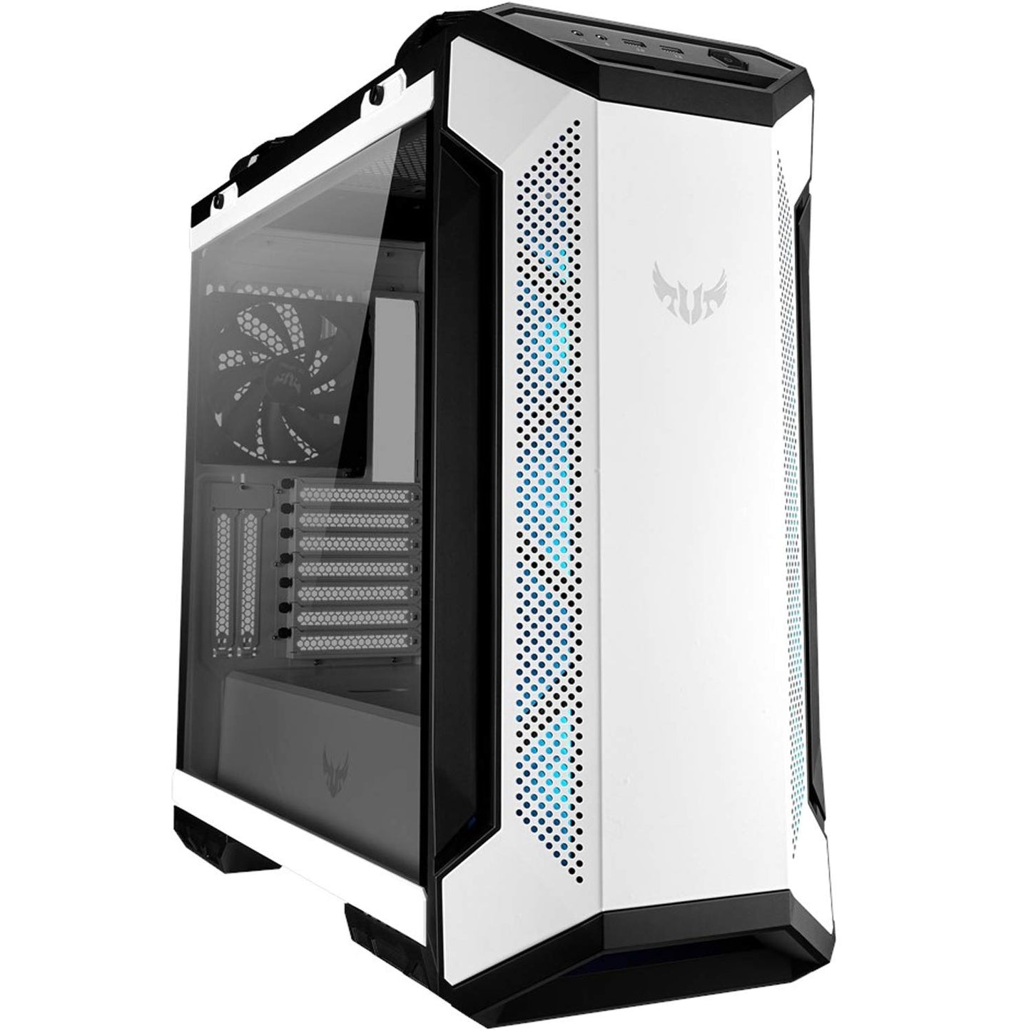 ASUS TUF Gaming GT501 White Edition Mid-Tower Gaming Case, EATX Support, Pre-Installed Four Fans, 2 x USB 3.1 Front Panel, Smoked Tempered Glass