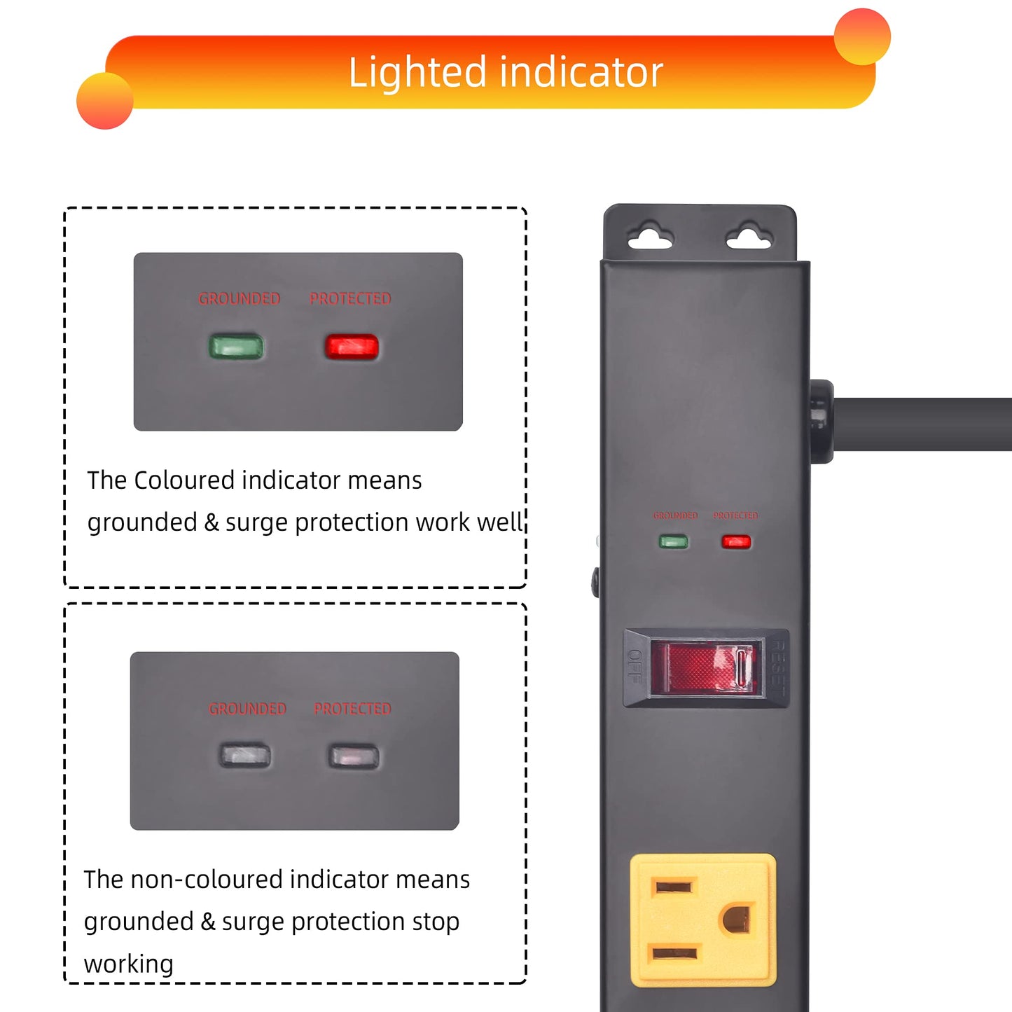 10-Outlet Heavy Duty Power Strip Surge Protector Metal Long Extension Cord 6-Foot, SGS Certified,Black(1000J)…