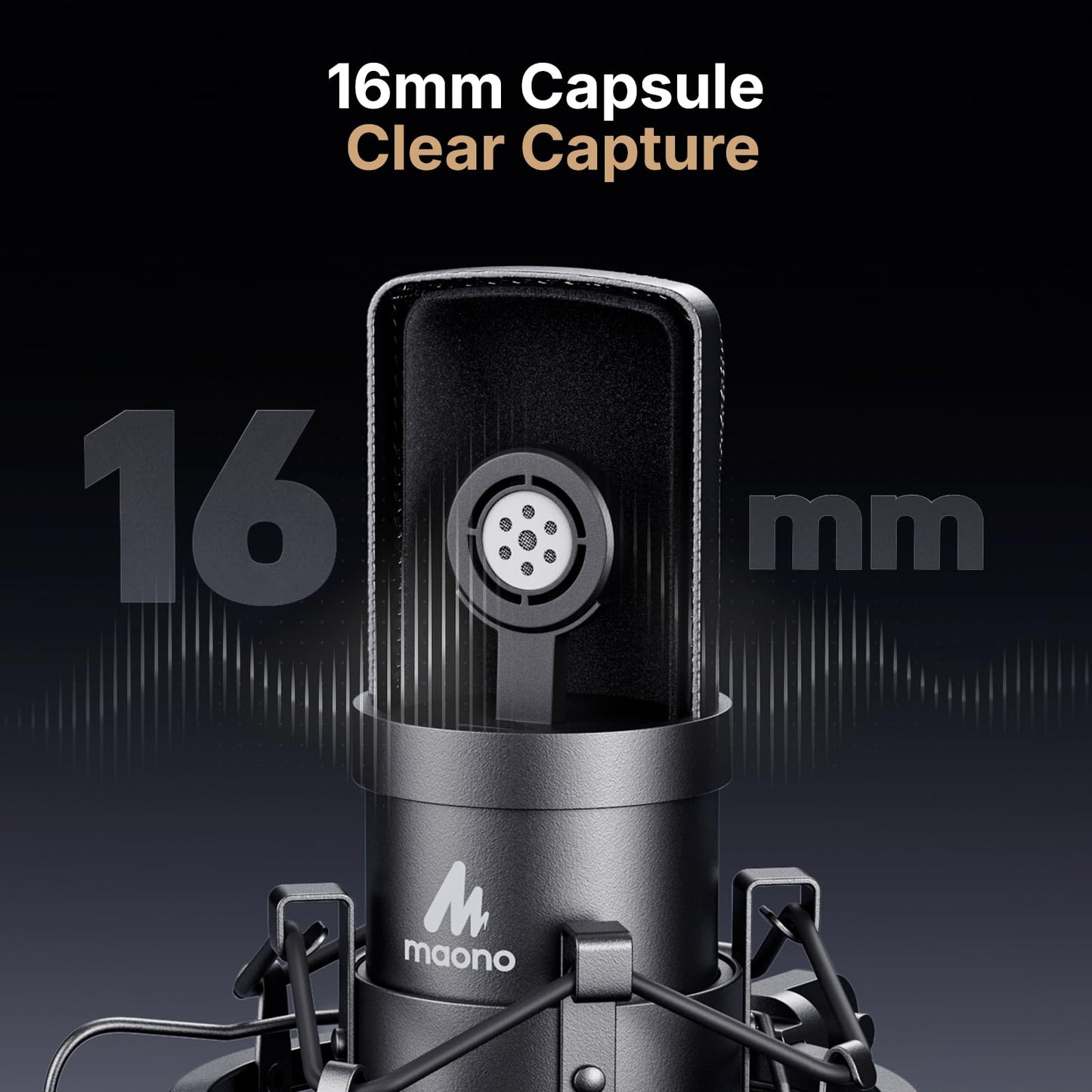 USB Microphone, MAONO 192KHZ/24Bit Plug & Play PC Computer Podcast Condenser Cardioid Metal Mic Kit with Professional Sound Chipset for Recording