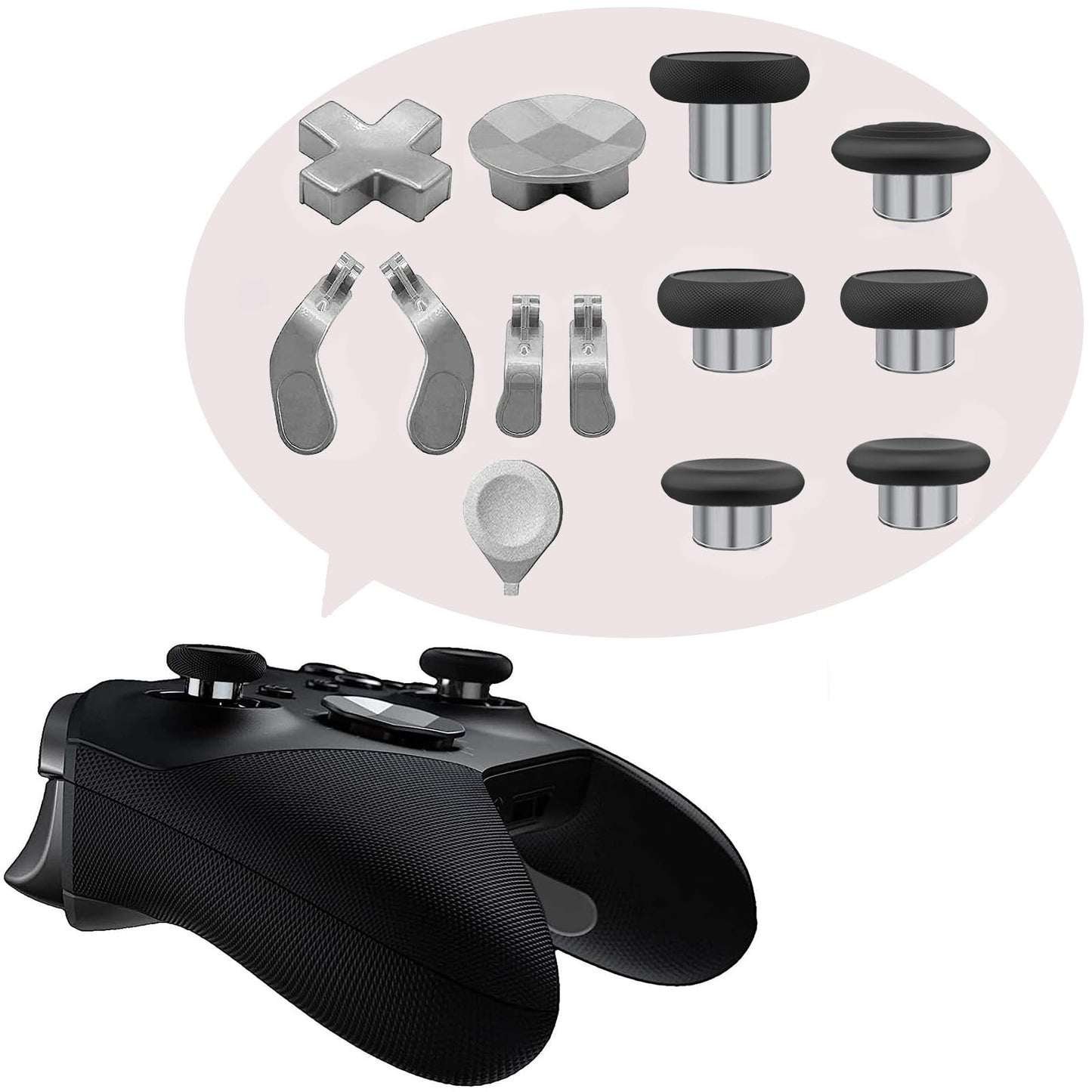 EASEGMER Metal Thumbsticks for Elite Series 2, 13 in 1 Replacement Magnetic Buttons Kit Includes Metal Mod 6 Swap Joystick, 4 Paddles, 2 D-Pads, 1