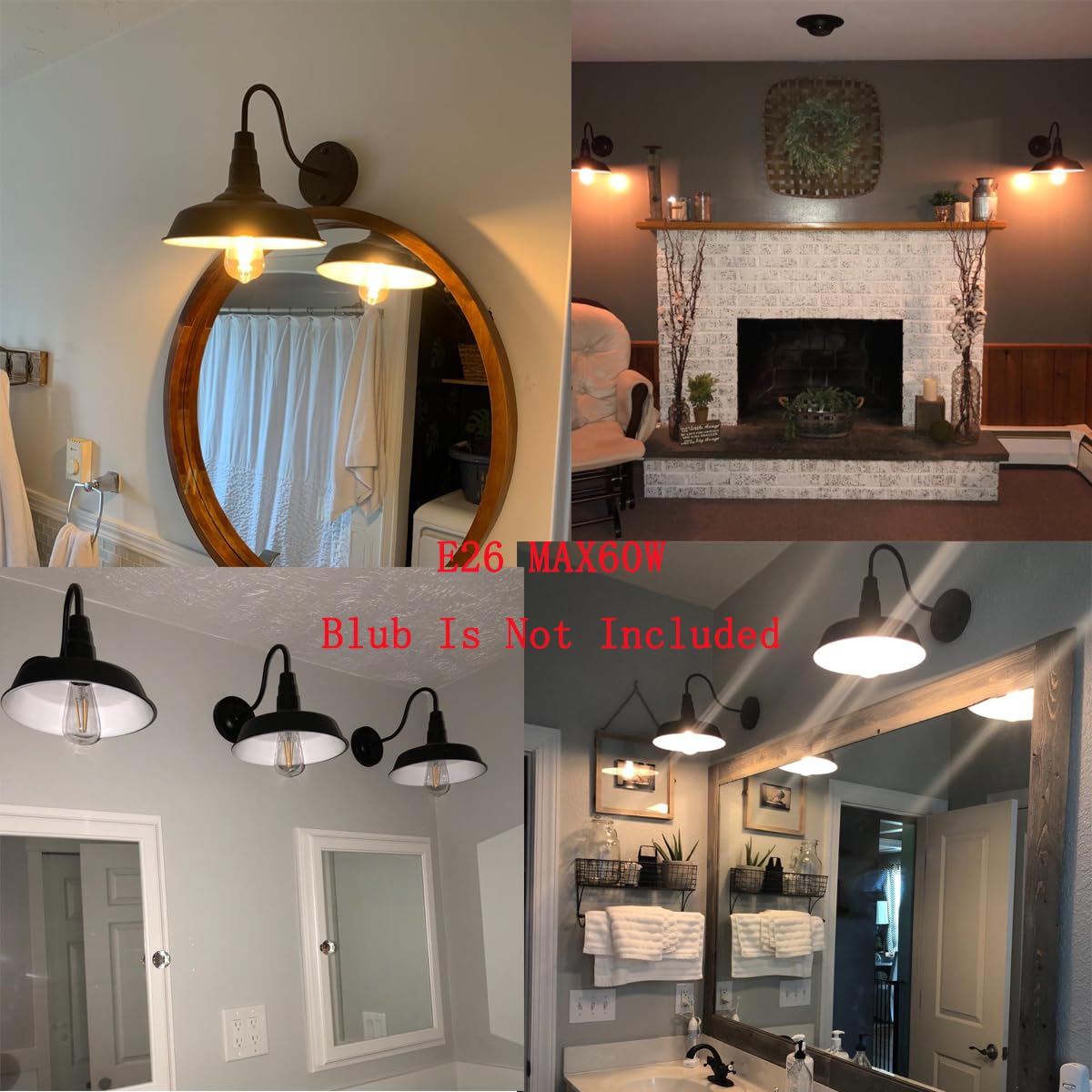 BRIGHTESS #80 Retro Black Wall Sconce Lighting Barn Flat Lights Industrial Vintage Farmhouse Wall Lamp Outside Led Light Fixtures E26 Bathroom Kitchen