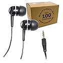 SmithOutlet 100 Pack Low Cost Earbuds in Bulk | Model SG-ID3-100 | Wired 3.5 MM Jack Connectivity | for Schools, Classrooms, Students, Libraries
