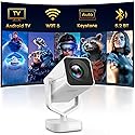 Mini Portable Projector with WiFi 6 and Bluetooth 5.2 Android, 1080P 4K Support with Apps Built in, 200 ANSI Lumens, Auto Keystone, 270° Rotatable