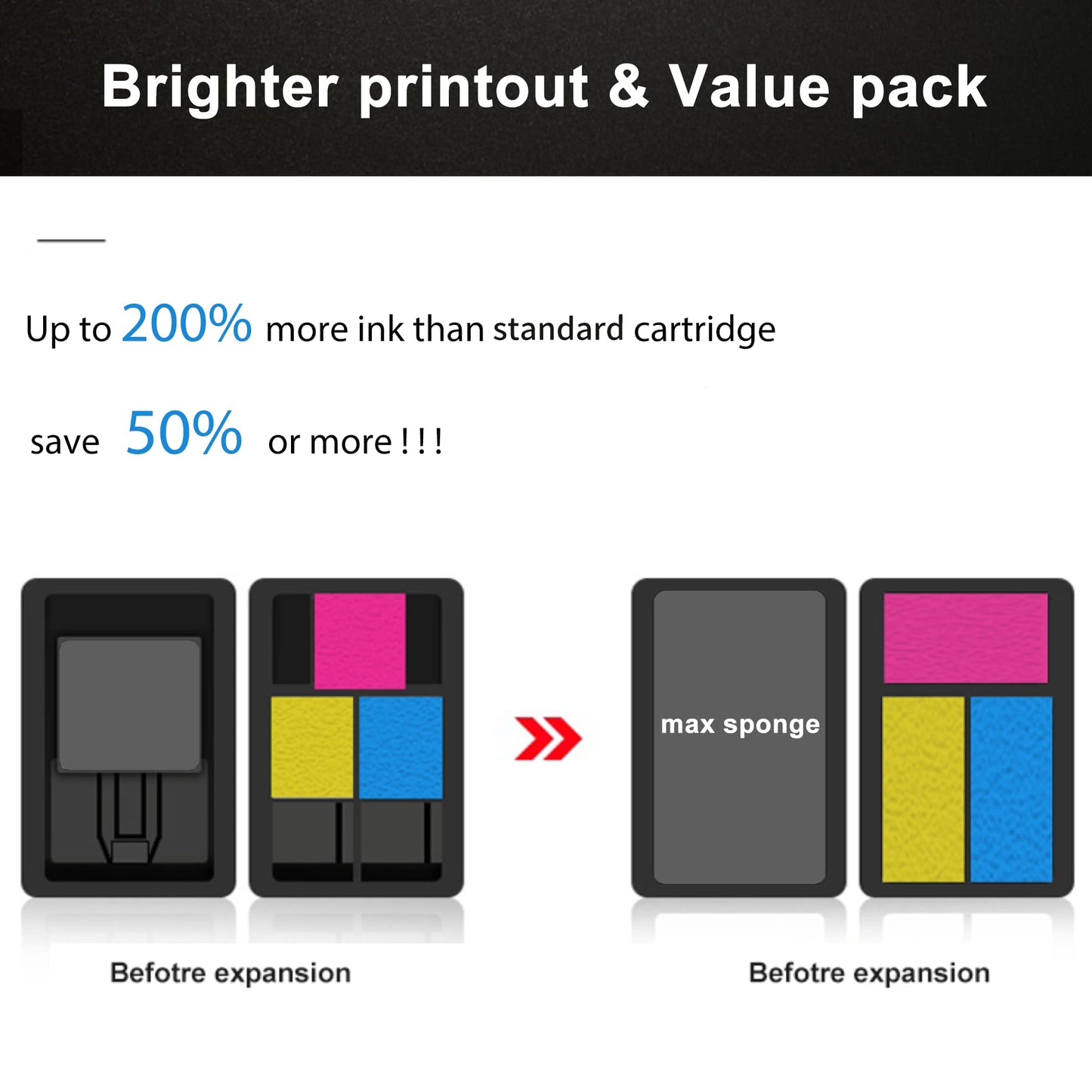 KAMOINC 63xl Ink cartridges Replacement for HP 63 Ink 63XL Ink Cartridge with Officejet 3830 3831 3833 4655 Envy 4510 4520 Deskjet 3630 3632 3634 3636