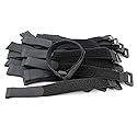 Elantek 50-PCS Black Hook and Loop Reusable Fastening Cable Tie Down Straps- 0.8" x 8"