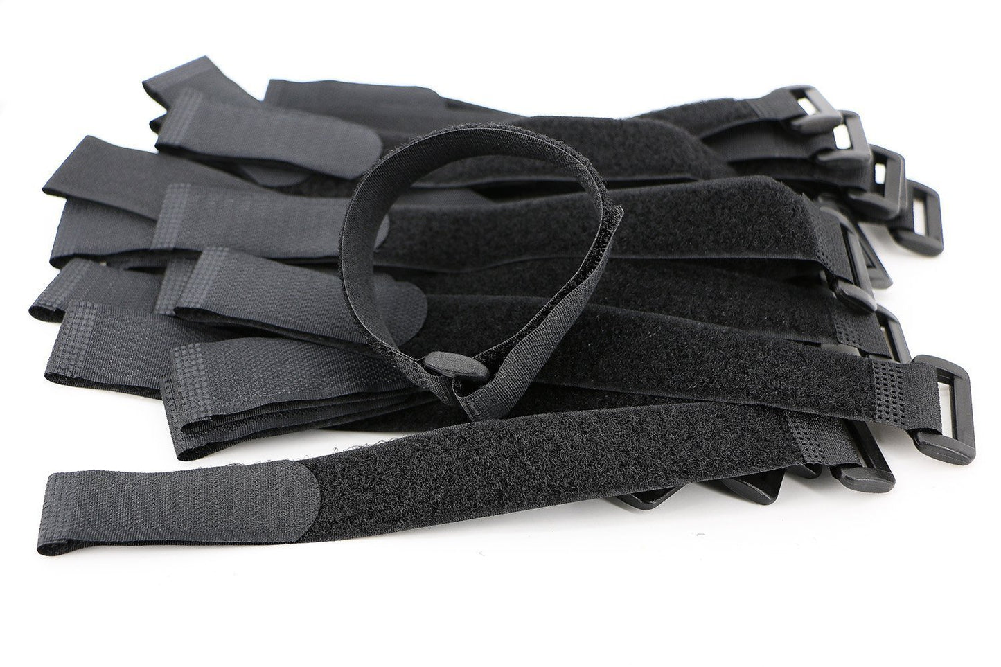 Elantek 50-PCS Black Hook and Loop Reusable Fastening Cable Tie Down Straps- 0.8" x 8"