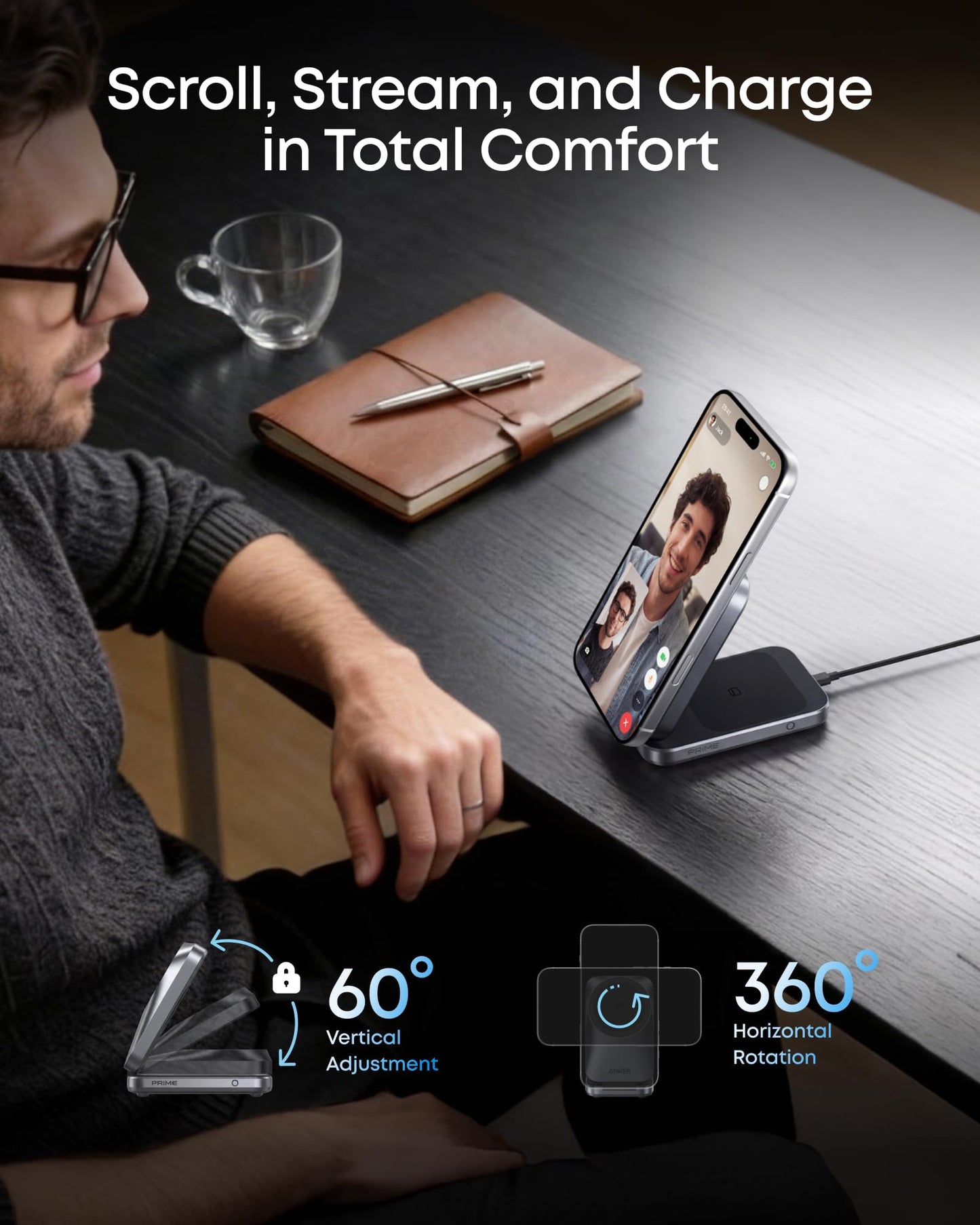 Anker Prime Foldable MagSafe Charger, 25W Qi2.2-Certified Palm-Sized Travel-Ready 3-in-1 Charging Station, AirCool Wireless Charger, for iPhone 17