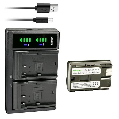 Kastar 1-Pack Battery and LTD2 USB Charger Replacement for Canon BP-508 BP-511 BP-511A BP-512 BP-512A BP-514 BP-522 BP-535 Battery, Canon CB-5L CG-580