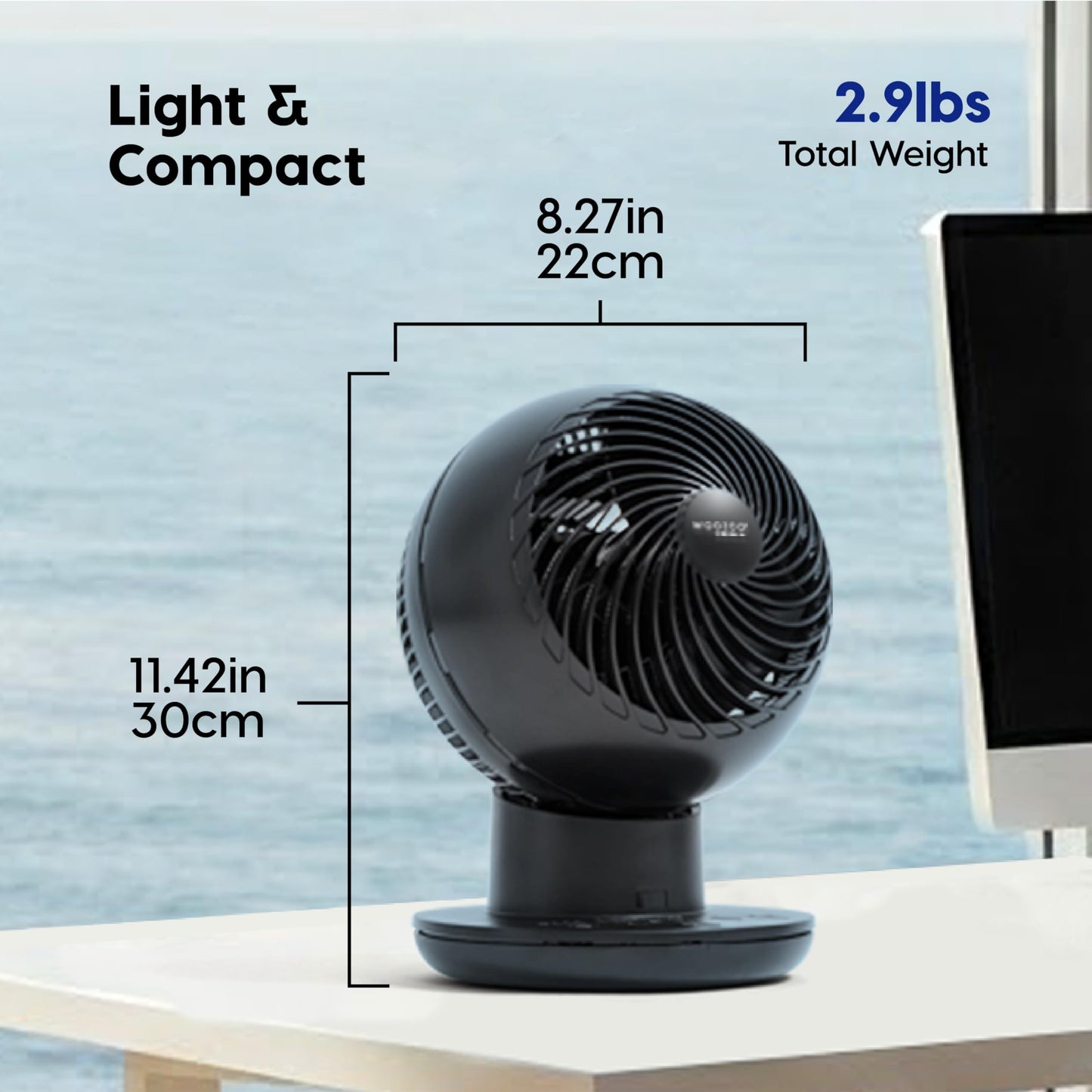 IRIS USA WOOZOO Air Circulator Fan with Remote, 8 Speeds, DC Motor, Black