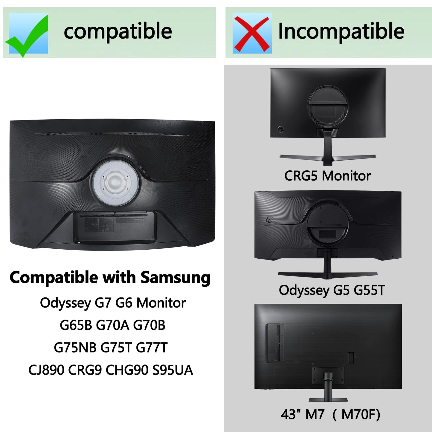Odyssey G7 VESA Wall Mount Adapter Compatible with Samsung G7 G6 Monitor for 49in G65B G70A G70B G75NB G75T G77T CJ890 CRG9 CHG90 S95UA (All 43in