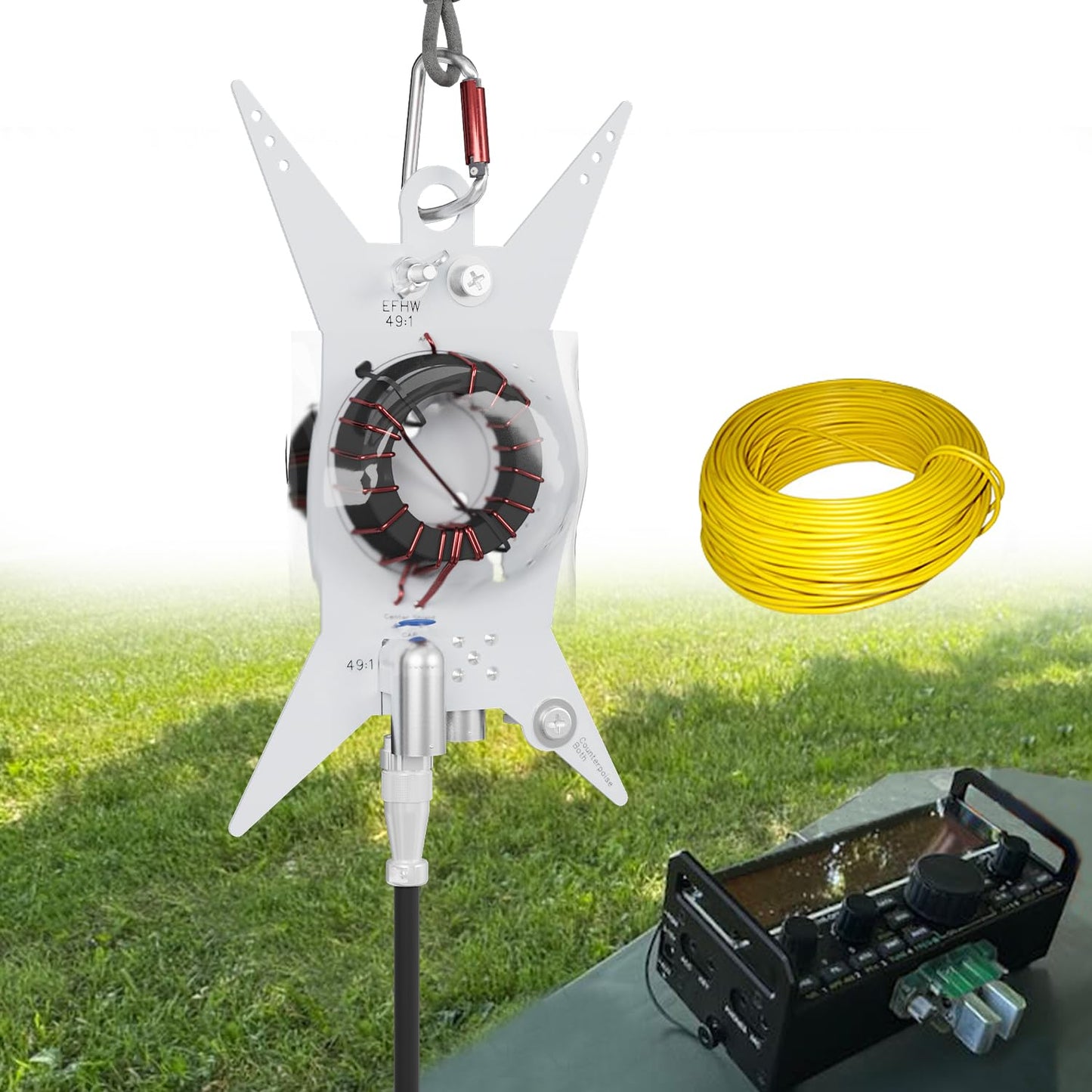 End Fed Half Wave Antenna for Ham Radio, 49:1 & 9:1, Includes Wires