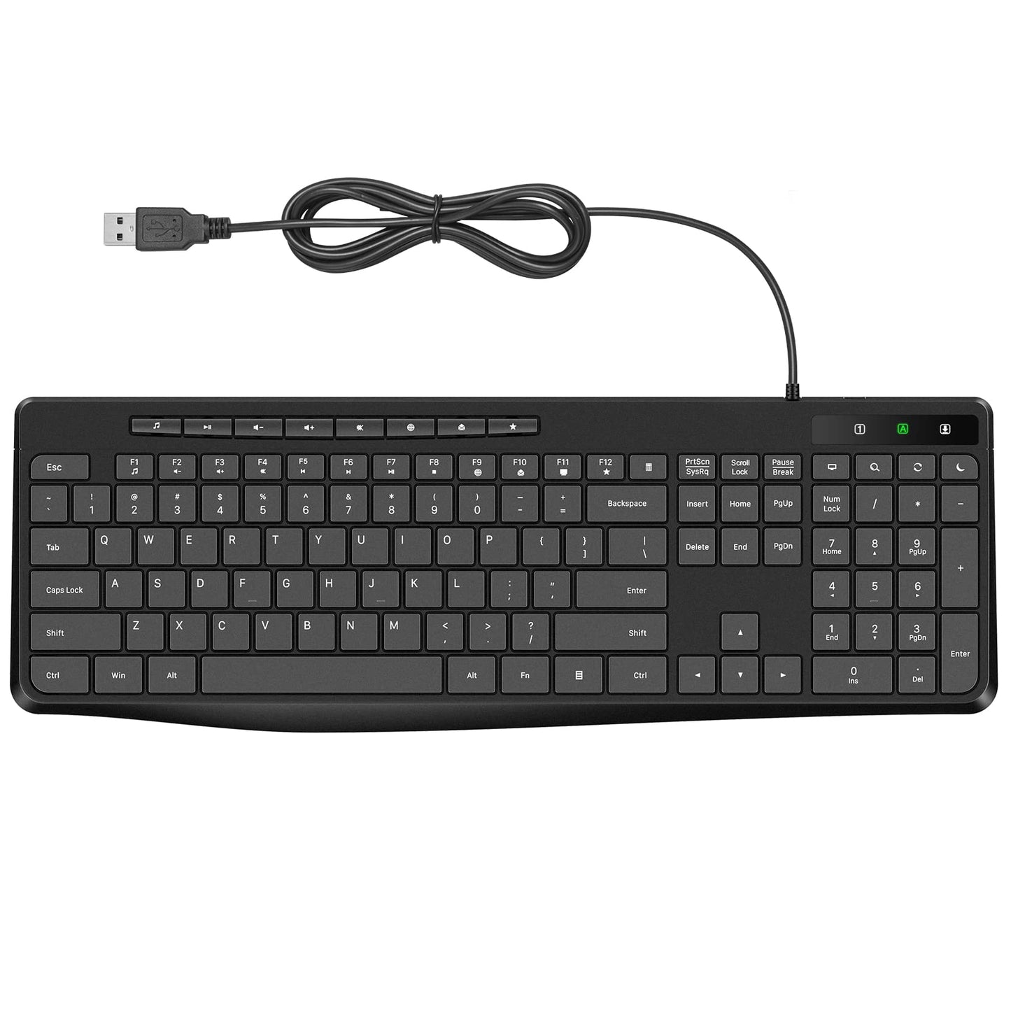 Virfour Wired Keyboard,Quiet Keyboard, Multimedia USB Computer Keyboard, Silent Keyboardwith Low Profile Chiclet Keys,Large Number