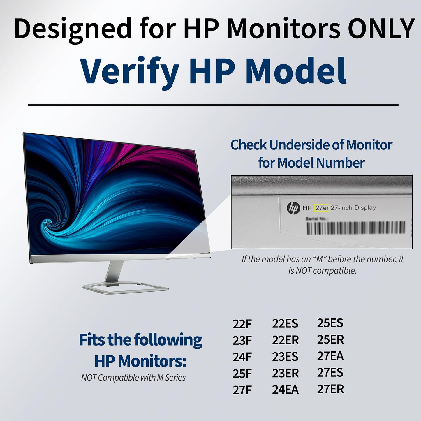 VIVO Quick Attach VESA Adapter Designed for HP Monitors 27er, 27es, 27ea, 25er, 25es, 24ea, 24es, 23er, 23es, 22er, 22es, 22f, 23f, 24f, 25f, 27f