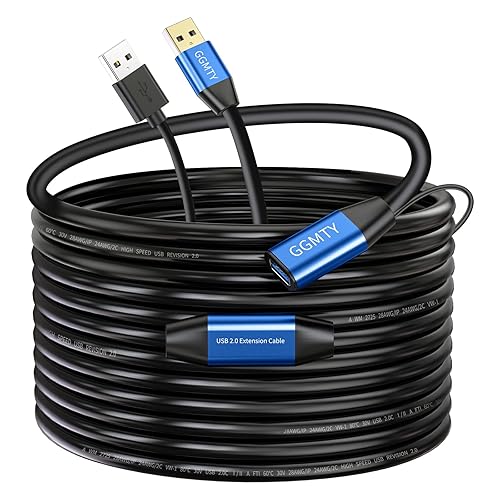 GGMTY USB 2.0 Type A Male to A Female Active Repeater Extension Cable 50ft, High Speed 480 Mbps