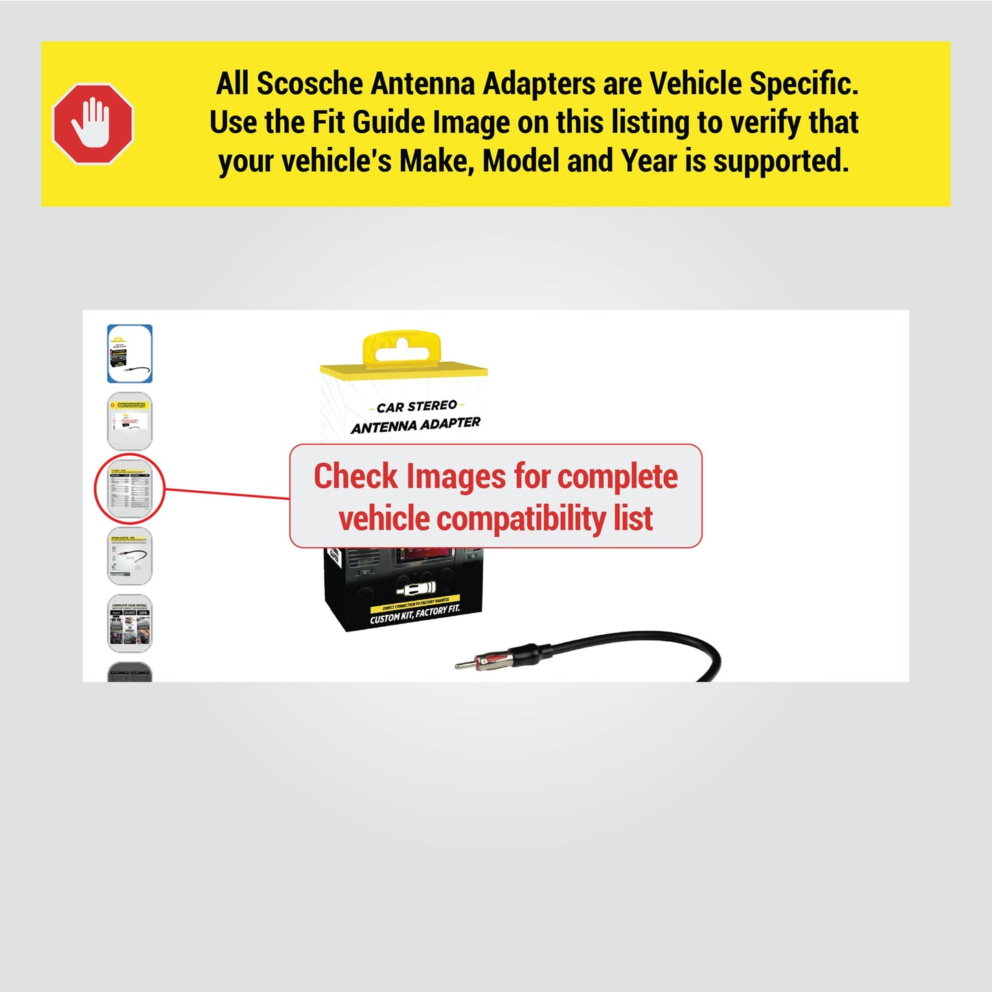 Scosche CRAB Antenna Adapter for Aftermarket Car Stereo Compatible with Select 2001-19 Import and Domestic Vehicles - Radio Antenna Adapter - Car