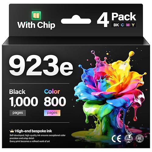 923 923e Ink Cartridges with chip 4-Pack High Yield Replacement for HP 923 923e 923XL Ink Compatible for HP OfficeJet Pro 8135e 8138e 8139e 8122e 8120