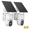 4G LTE Cellular Security Cameras Wireless Outdoor, No WiFi Security Camera, Solar Outdoor Camera Wireless with SIM Card, 360° PTZ, 2K Color Night