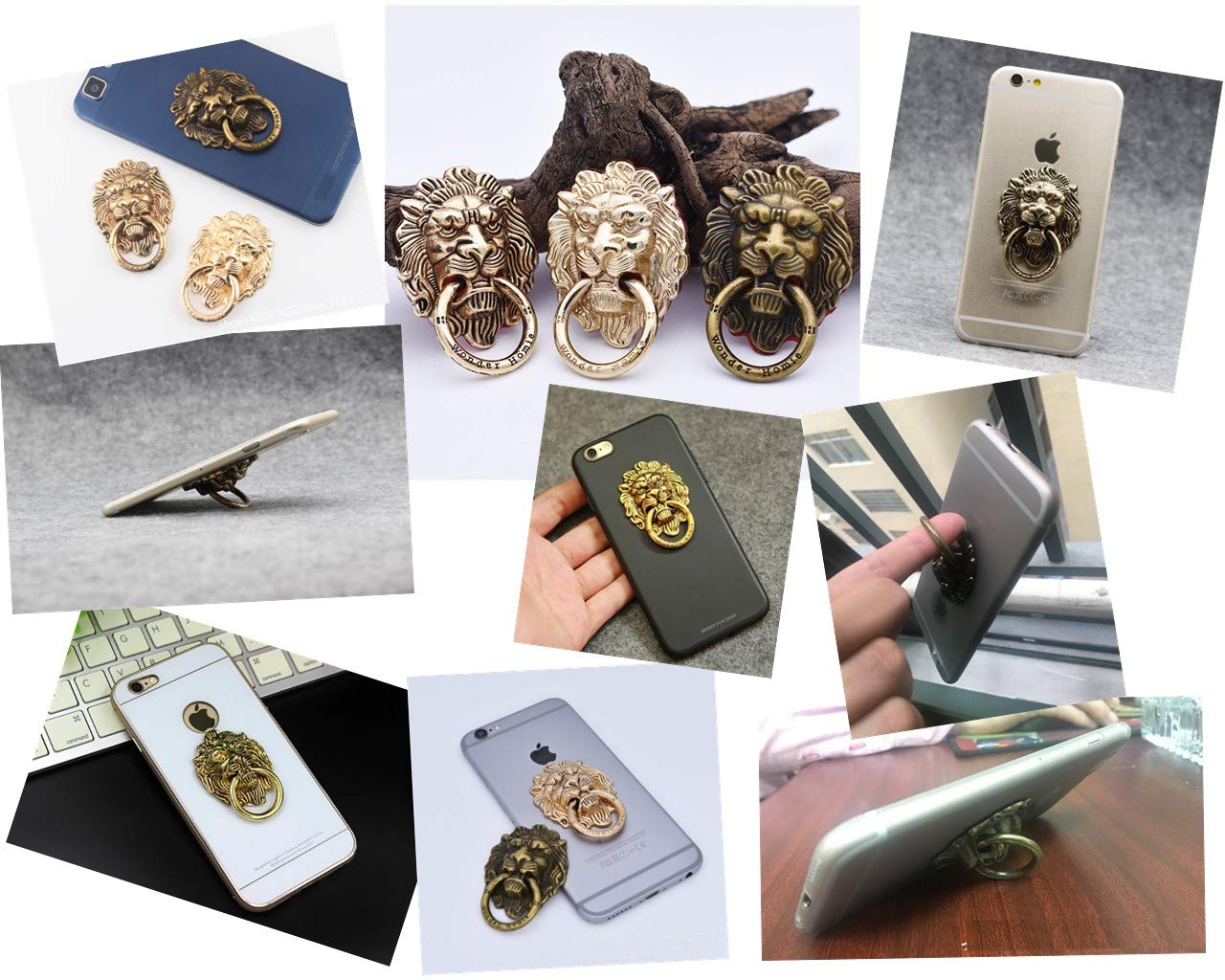 Lion Pattern Cell Phone Ring Stand Holder Colorful Cute Pattern Painted Universal Metal Buckle Finger Ring Kickstand Compatible Various Smartphones