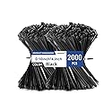 Hsoryrt 2000pcs Cable Ties, 18lbs Zip Ties, 4 inch Black Multi-Purpose Self-Locking Nylon Small Cable Management, UV Resistant Wire Ties, Plastic Ties