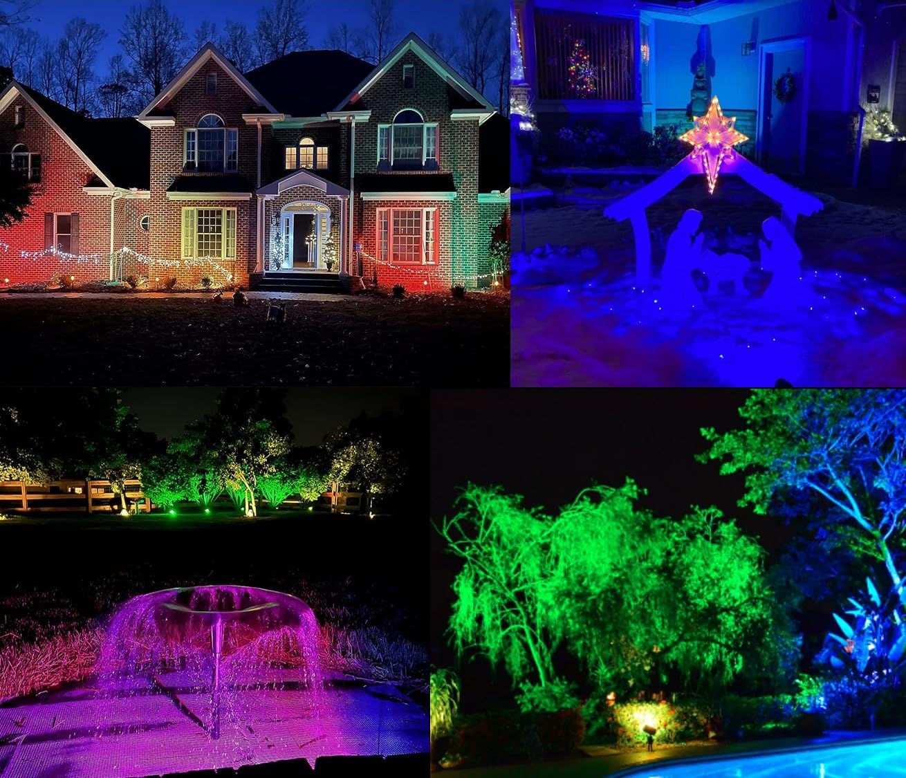 25W Color LED Outdoor Landscape Spotlight with Strobe Lighting - Waterproof RGB Spot Lights for Yard Tree House Halloween Christmas, Dual Mode, 120V