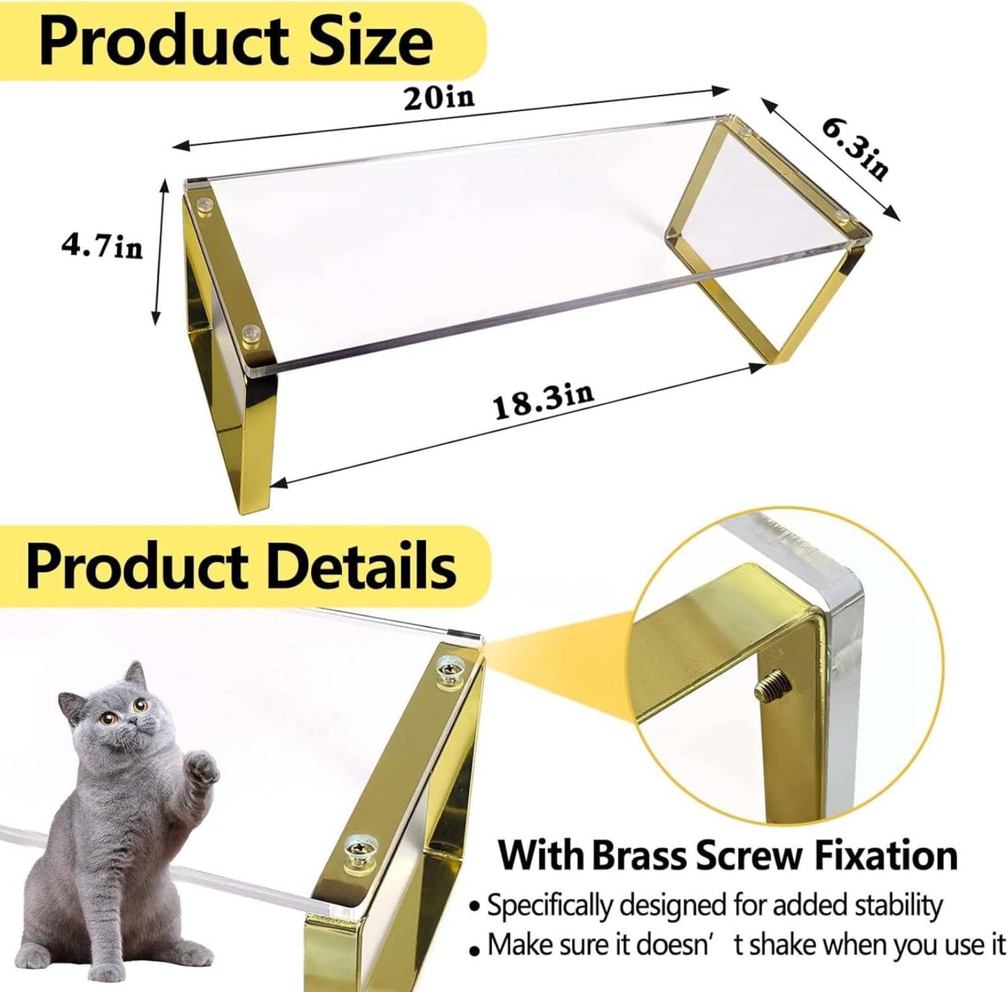 Keyboard Cat Protector - 20" Large Monitor Stand 2 in 1 Clear Acrylic Keyboard Cover Long Acrylic Monitor Stand Keyboard Protective Cover for Desk 108