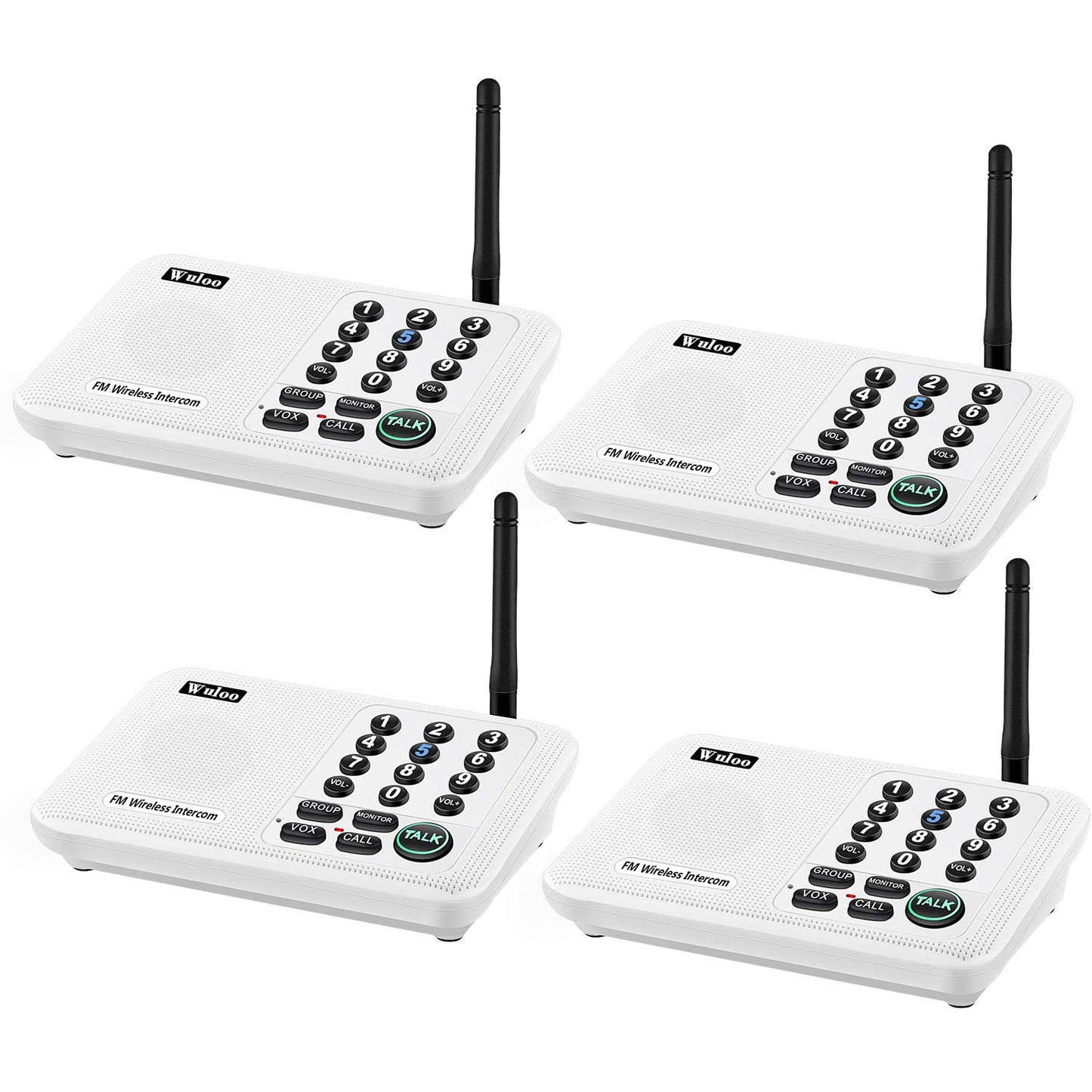 Wuloo Intercoms Wireless for Home 5280 Feet Range 10 Channel 3 Code, Wireless Intercom System for Home House Business Office, Room to Room Intercom