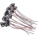10 Pack 9V Battery Clip Connector, T Type Faux Leather Long Cable Housing Connection