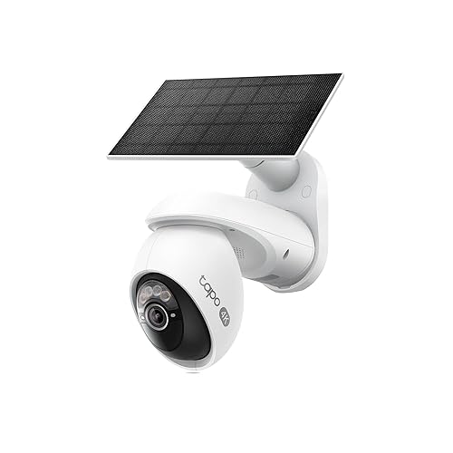 Tapo 4K Outdoor Pan/Tilt Wireless Security Camera - Battery with Solar Charging, 360° Motion Track, 24/7 Capture, Person/Vehicle Detection