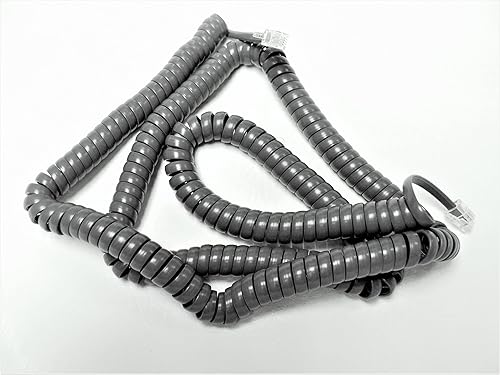 DIY-BizPhones 25' Ft Dark Gray Long Handset Cord Business Landline Phone Receiver RJ9 RJ10 4P4C Wire Cable Coiled Corded Wall Residential Home