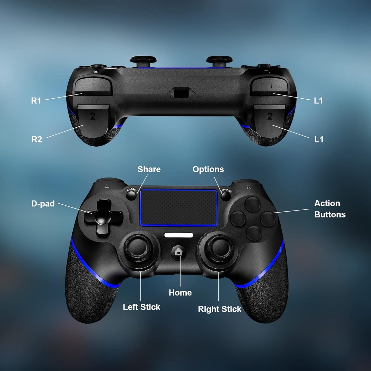 SZDILONG Upgraded Wireless Controller for Ps4 Gamepad Compatible with Ps4/Pro/Slim/Windows PC,Joystick for PS4 with Touchpad/Stereo Headphone