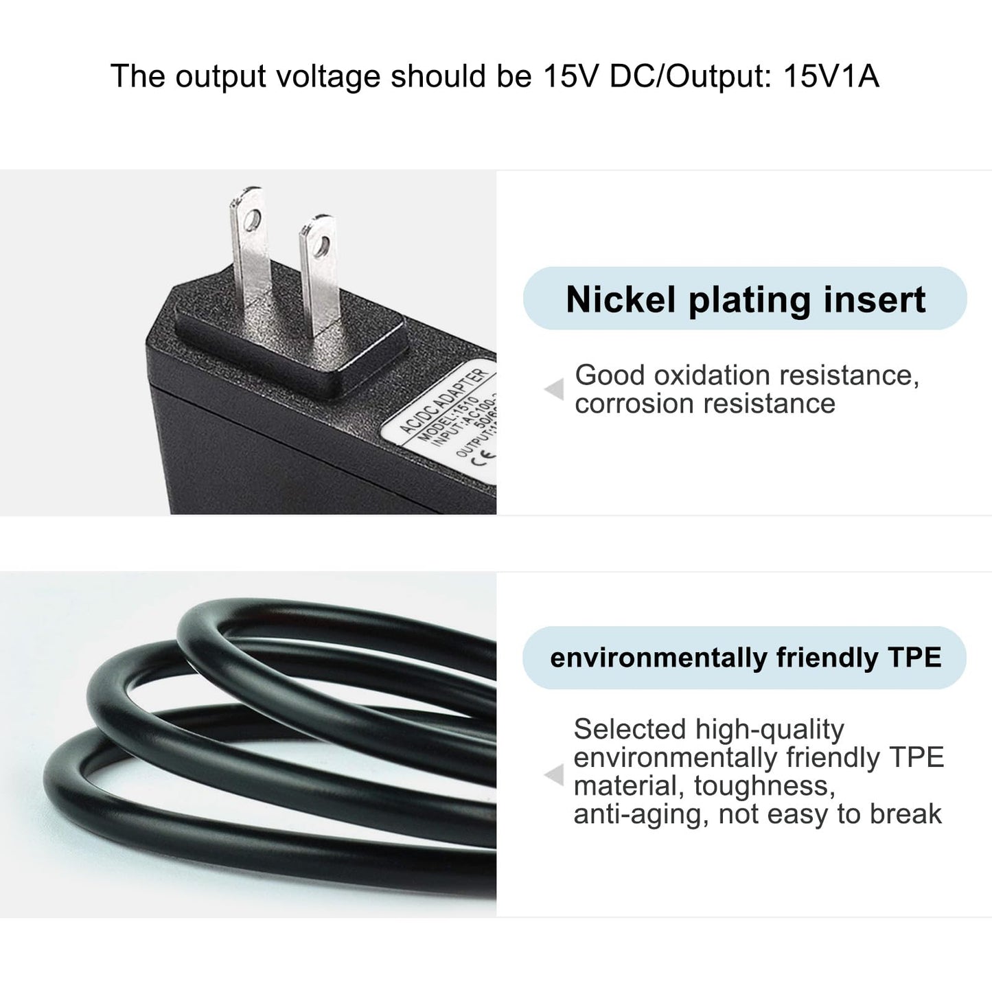 DC 15V 1A Car Jump Starter Power Cord Charger for Peak 450A 500A 600A 800A 1000A Auto Battery Booster AC Adapter, Compatible with Beatit, Schumacher…