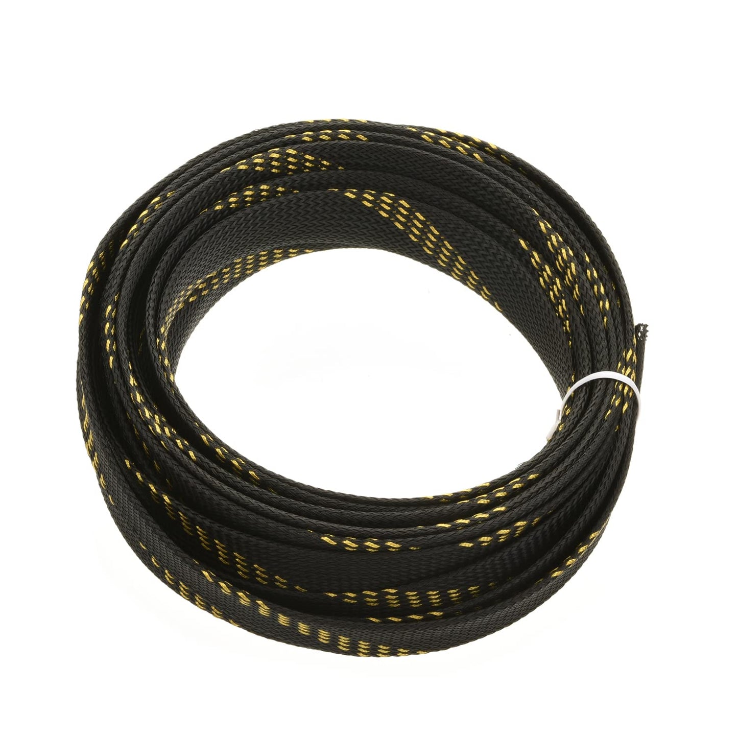 Othmro 5m/16.4ft PET Expandable Braid Cable Sleeving Flexible Wire Mesh Sleeve Black Gold,Non-Split for Power Cord Audio Video Cables Protecting from