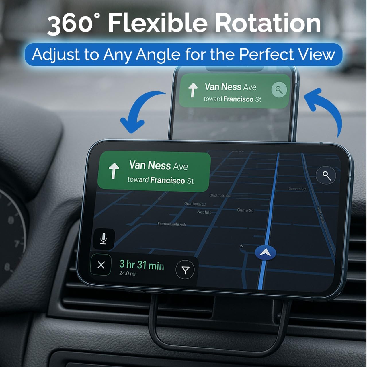 WESTOUGH MagSafe Car Mount, Magnetic Car Phone Holder for Vent & Dashboard, 360° Rotating Magnetic Phone Mount for Car Compatible with iPhone