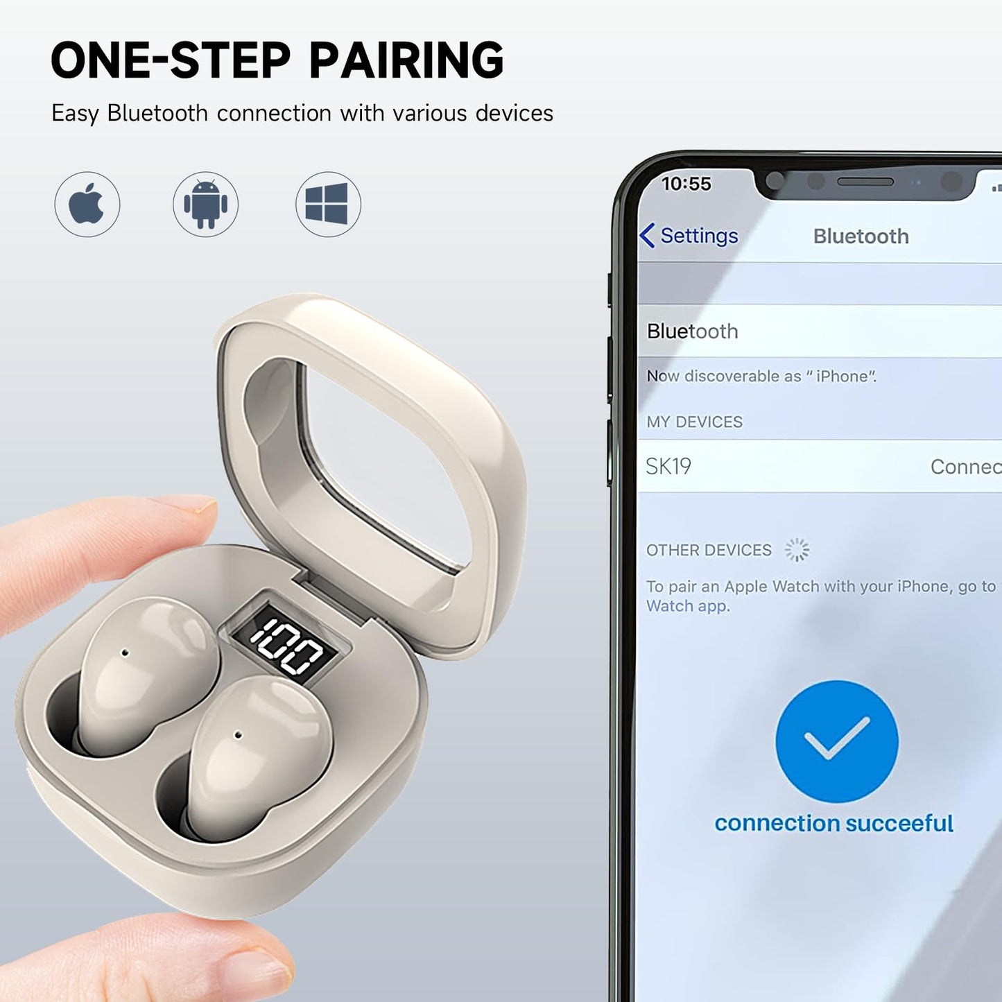 Mudtun 2026 Wireless Earbuds for Side Sleepers, Invisible Sleep Earbuds with Low Profile Design, Tiny Hidden Bluetooth Earphones for Small Ear Canals