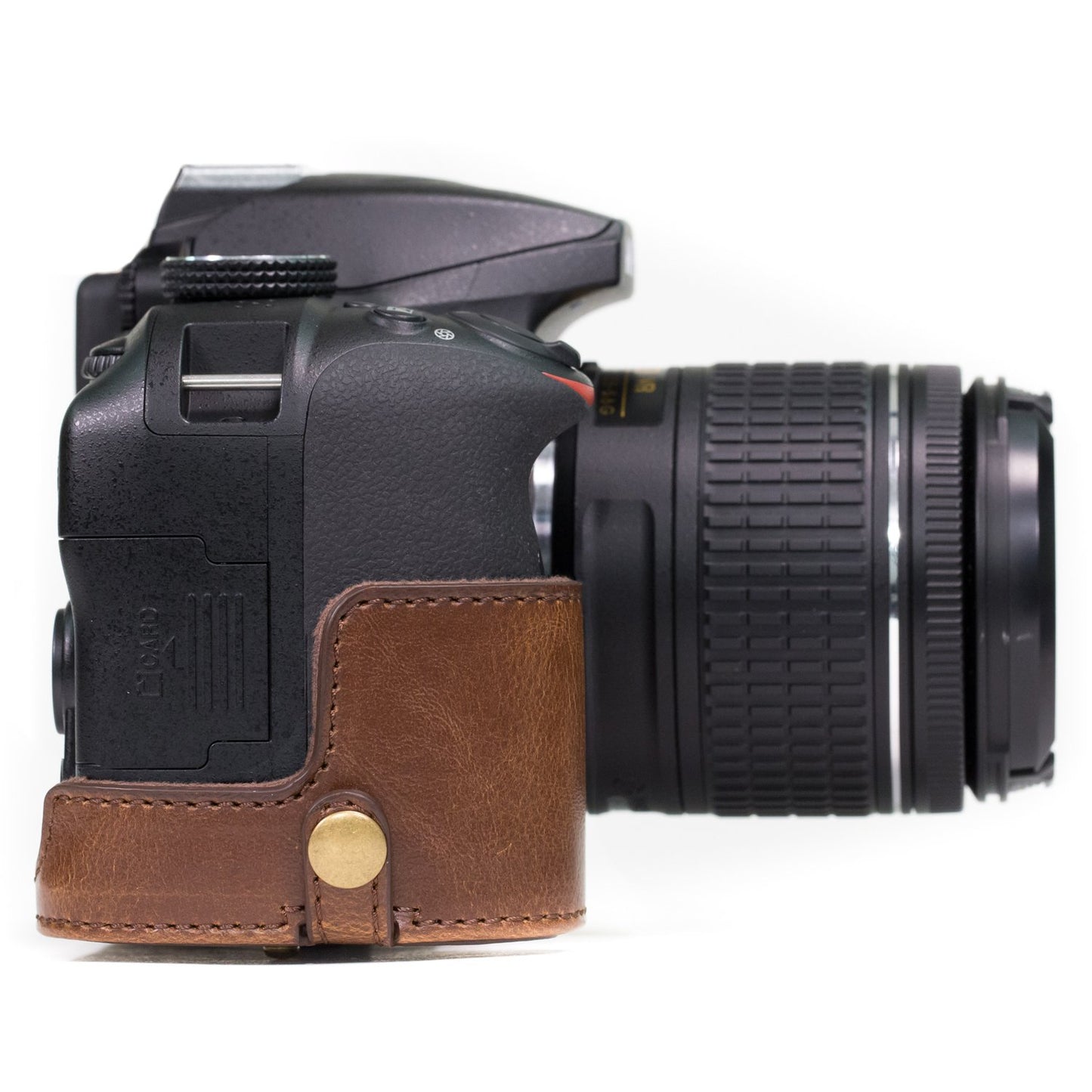 MegaGear Nikon D3400 Ever Ready Leather Camera Case and Strap, with Battery Access - Dark Brown - MG857