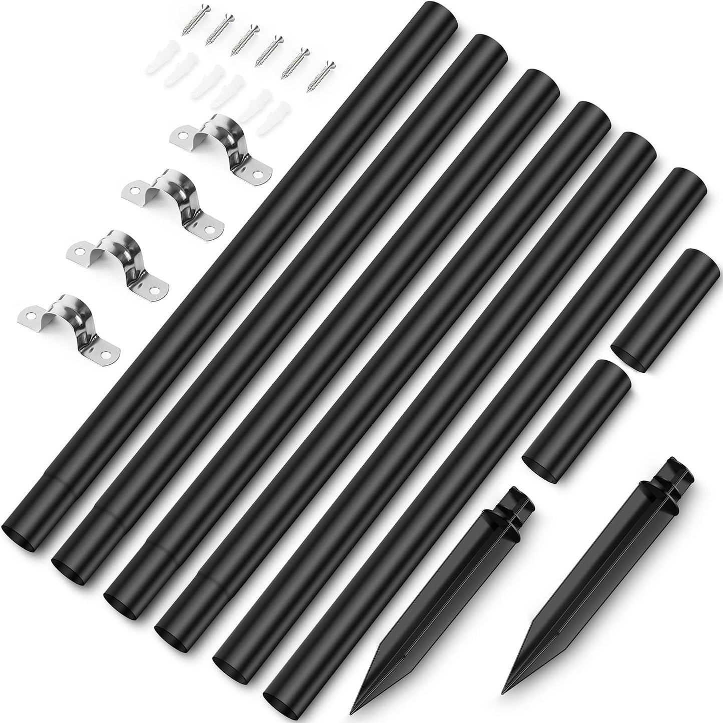 NBZlHOR 14 Pcs Steel Pole Extension Kit with Stakes & Connectors - 47" Height Adjustable - Compatible with Outdoor Landscape Lighting