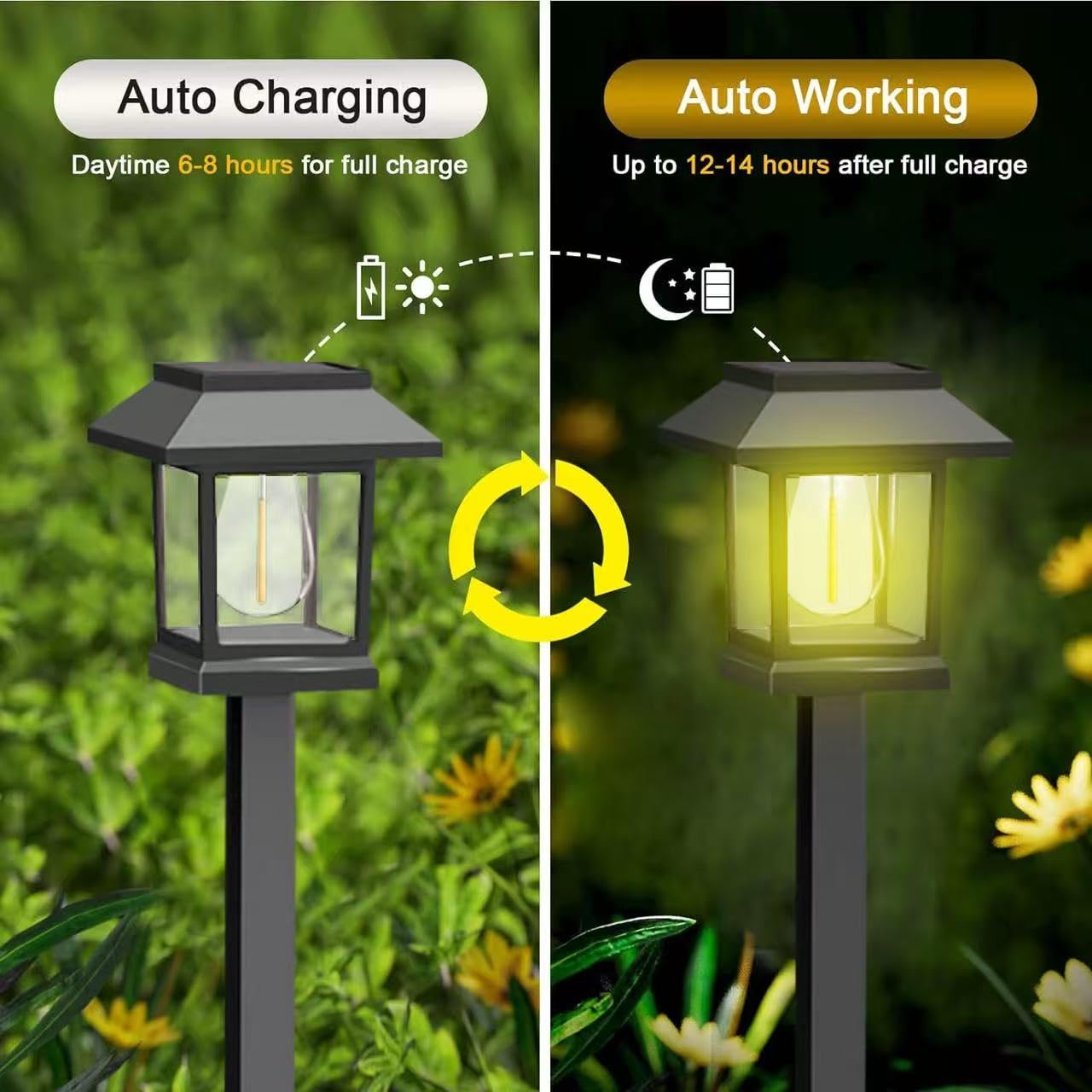 Solar Pathway Lights , 4Pack Upgraded Brighter Solar Garden Lights Garden decor, Up To 10 Hours Outdoor Solar Lights for Yard Landscape Lighting Path