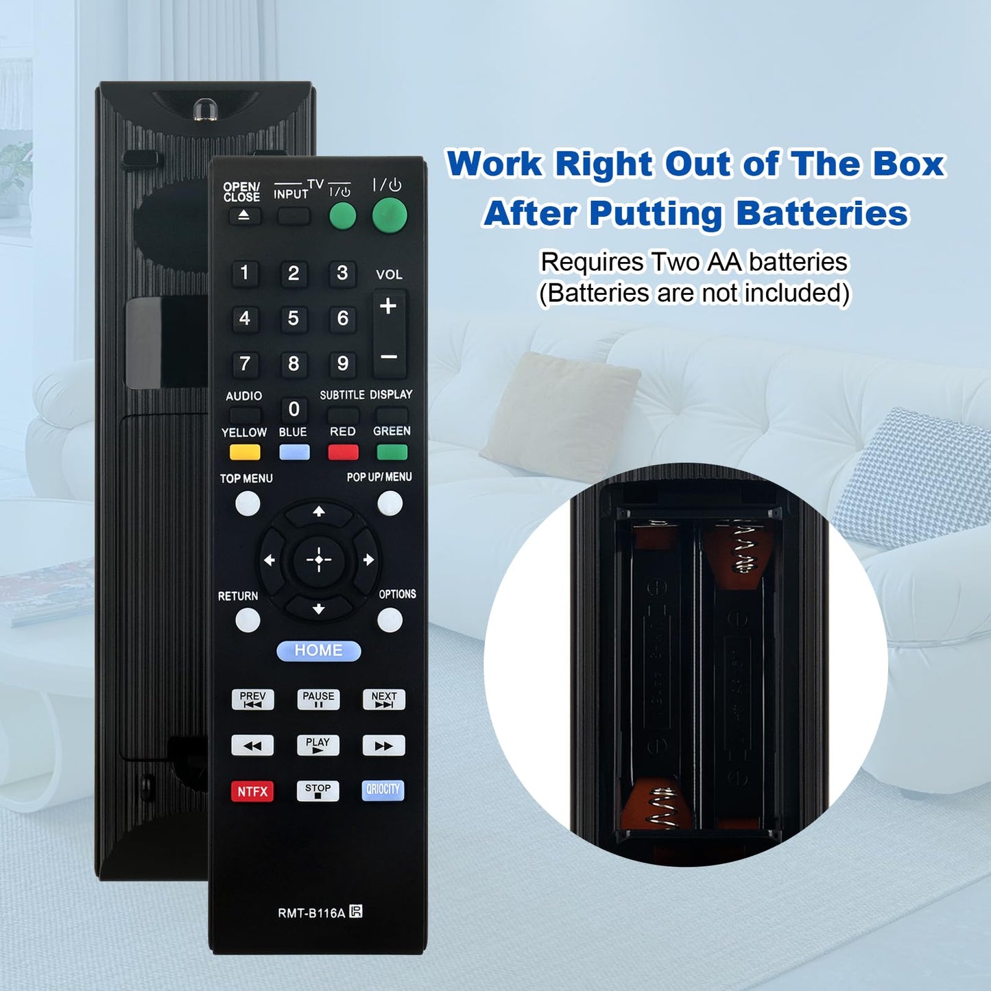 RMTB116A RMT-B116A Replaced Remote fit for Sony Blu-Ray DVD Disc Player BDP-BX58 BDP-S310 BDPBX58 BDPS310 BDP-BX38 BDP-S280 BDP-S380 BDP-S480 BDP-S580