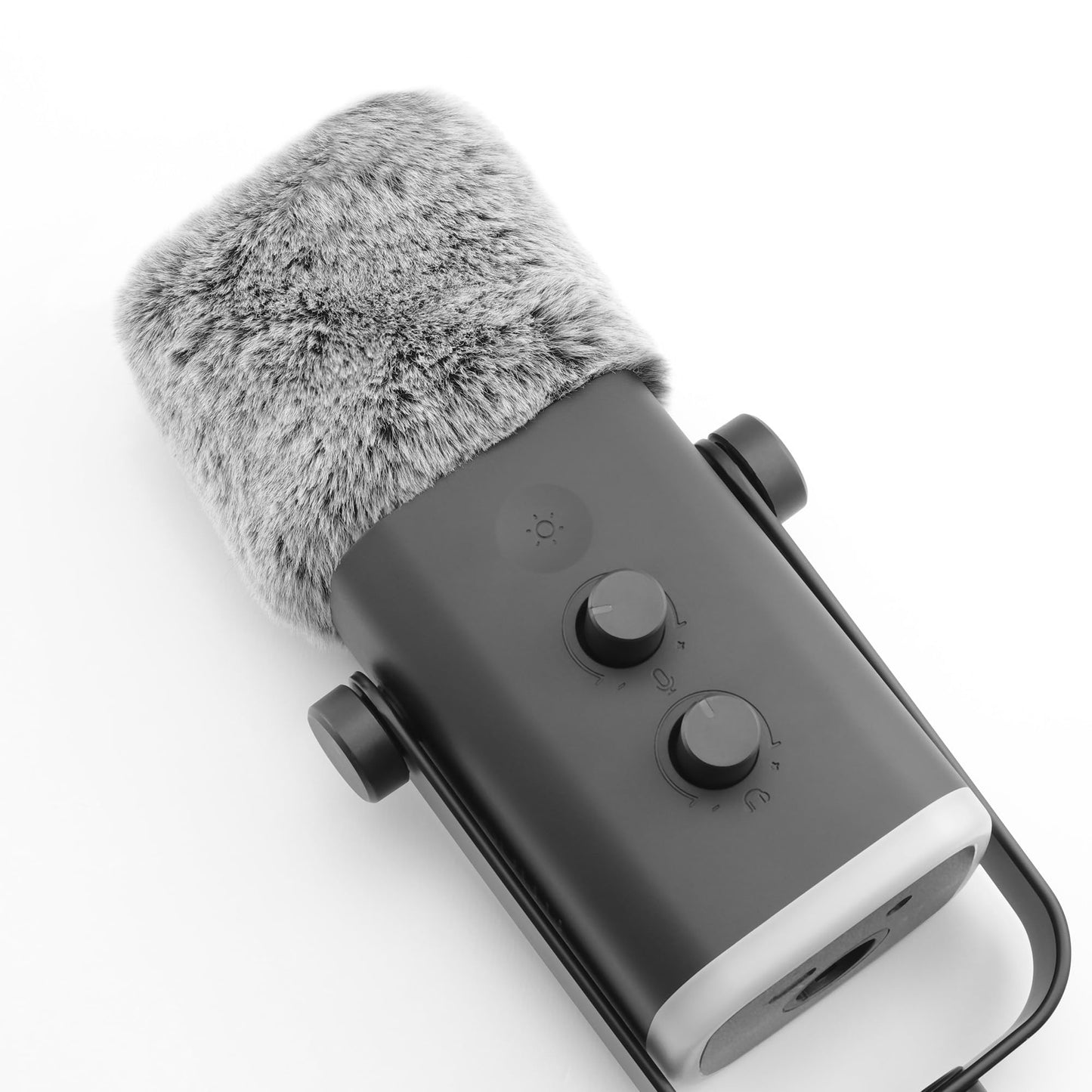 LEFXMOPHY Windscreen for FIFINE AM8 Microphone, Grey Furry Wind Muff Pop Filter