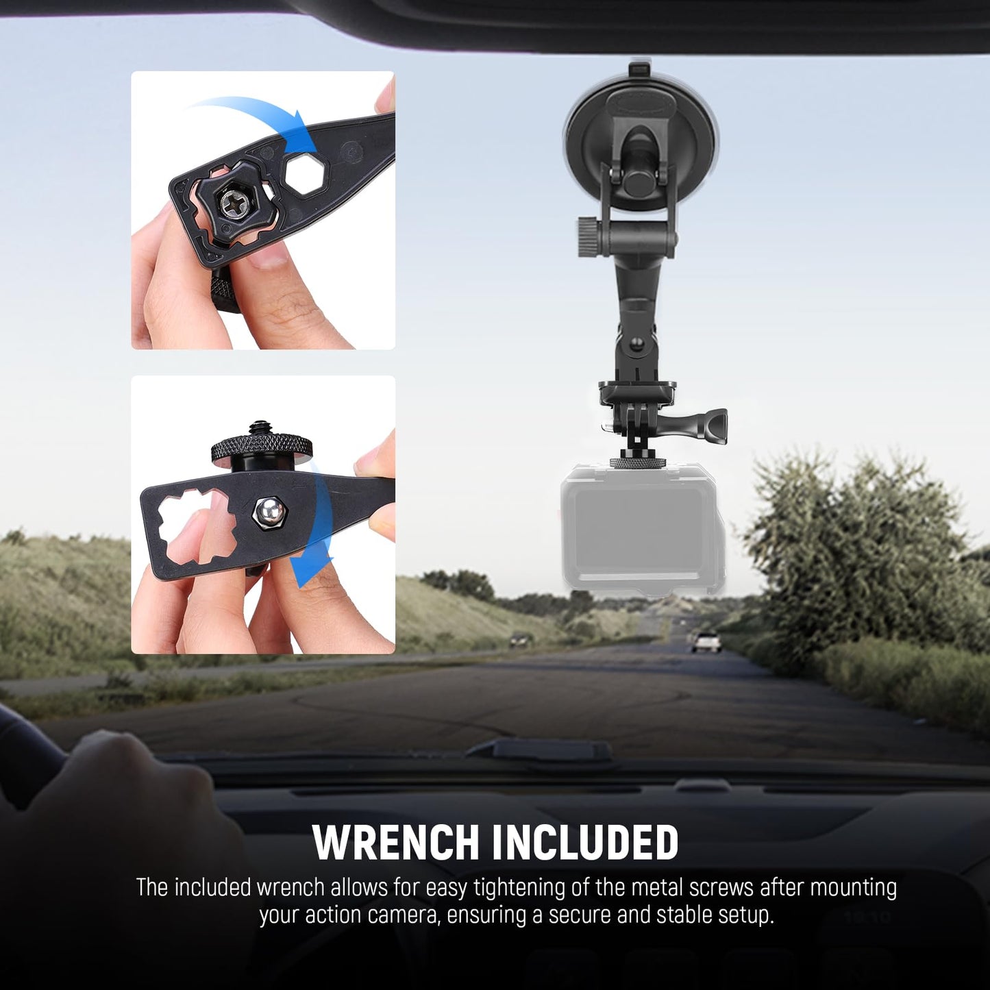 NEEWER Action Camera Tripod Mount Adapter with 1/4"-20 Screw Aluminum Alloy Accessories Compatible with Insta360 X5 X4 X3 GoPro Hero 13 12 DJI Osmo