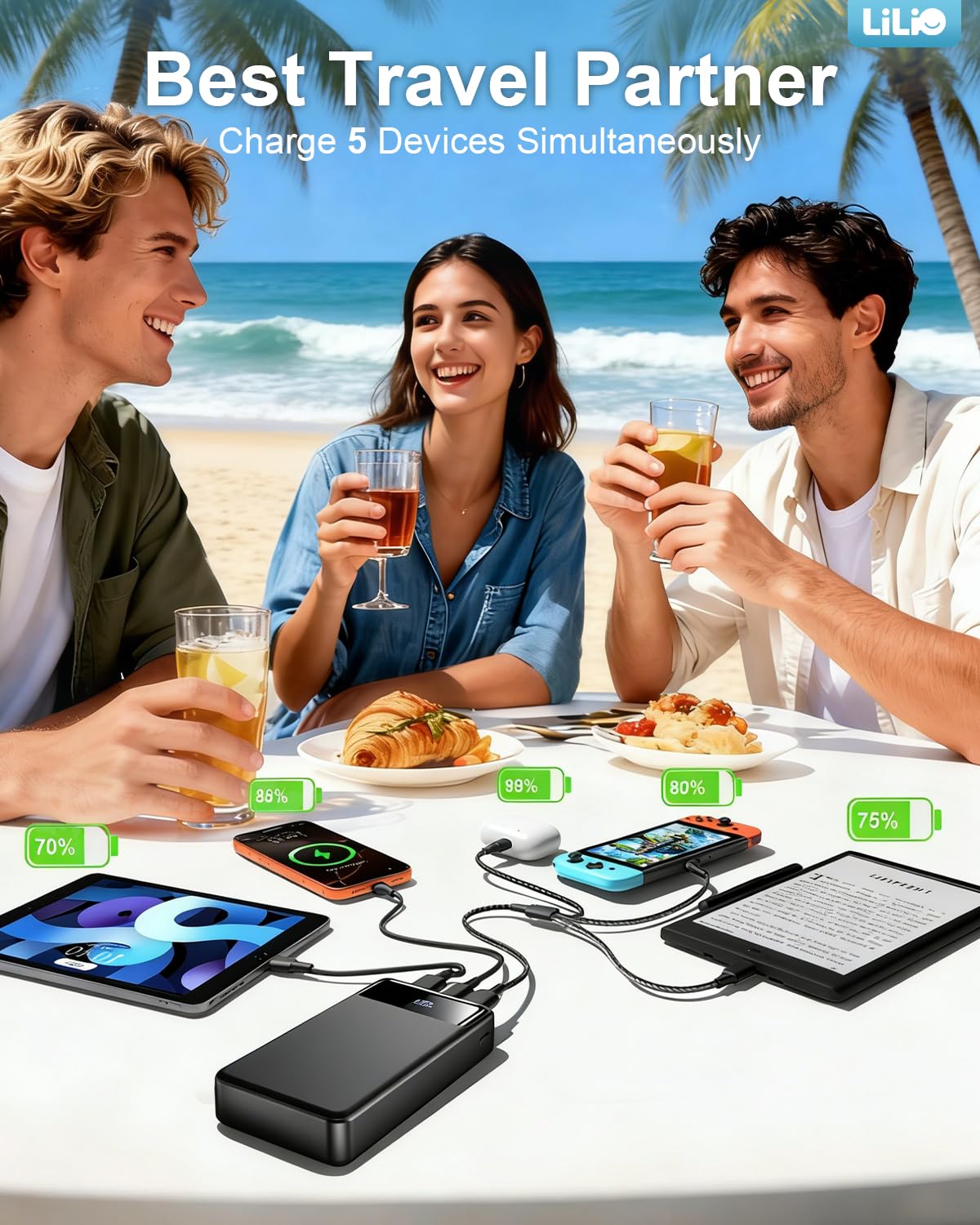 LILIO Portable Charger Power Bank?60,000mAh Battery Pack, 22.5W Power Bank Fast Charging with USB Cable, Phone Charger for iPhone 17/16/15/14/13 All
