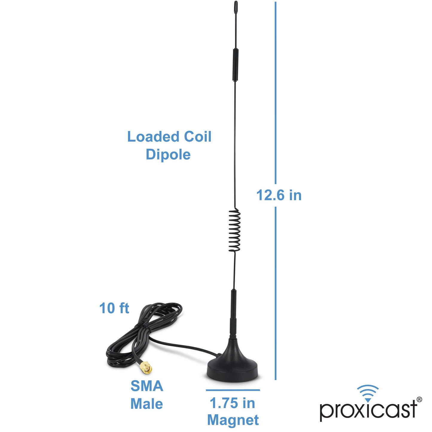Proxicast 6.5~8 dBi 4G/LTE External Magnetic Loaded Coil Antenna Compatible with Cisco, Cradlepoint, Netgear, Pepwave, MoFi, Digi, Sierra & other