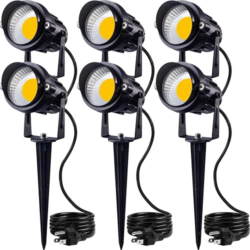 SUNVIE LED Outdoor Spotlight 12W Landscape Lighting 120V AC Waterproof Landscape Lights Spot Lights for Yard with Spiked Stake Warm White Flag Light