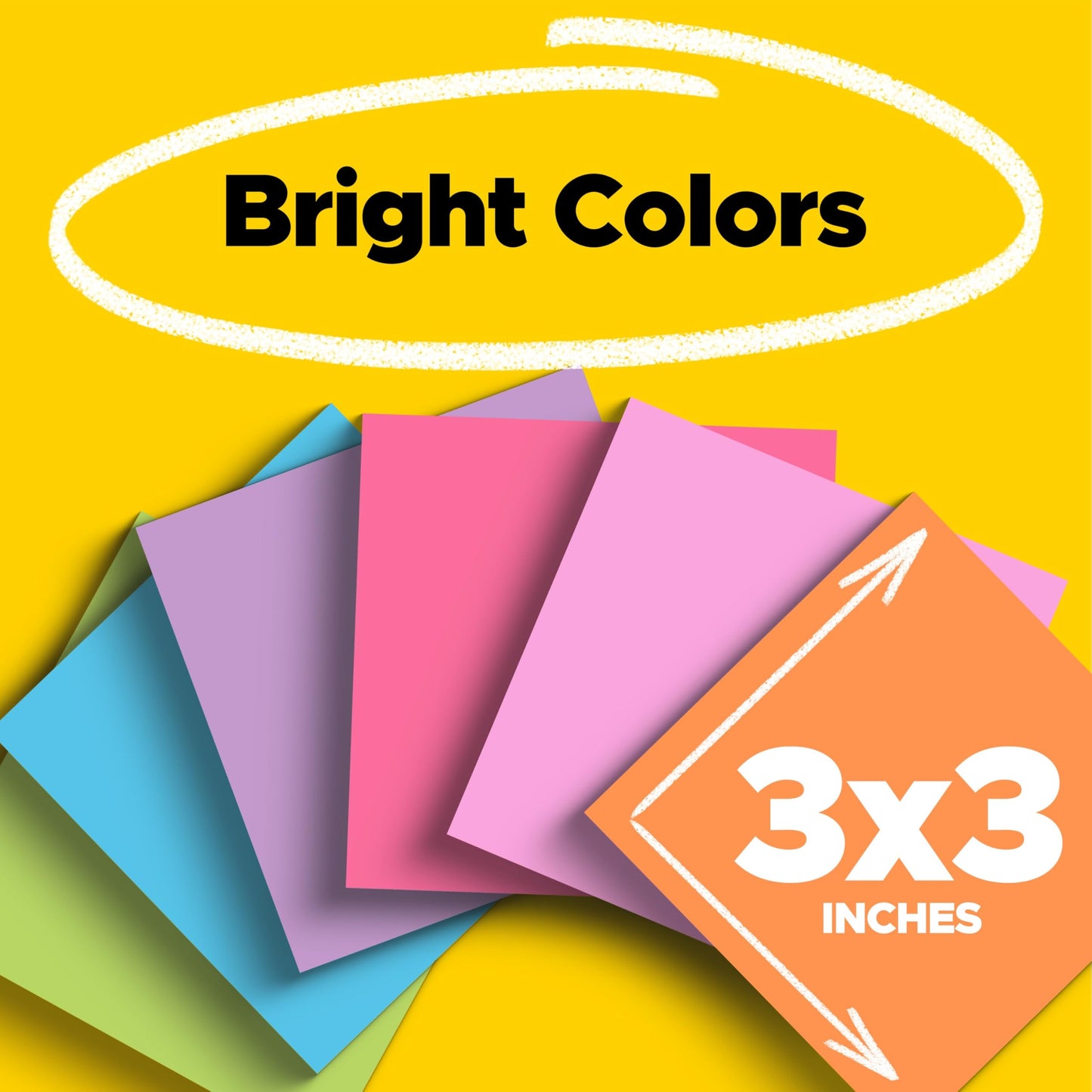 Post-it Super Sticky Notes, 3 x 3 in, Assorted Brights, 15 Pads