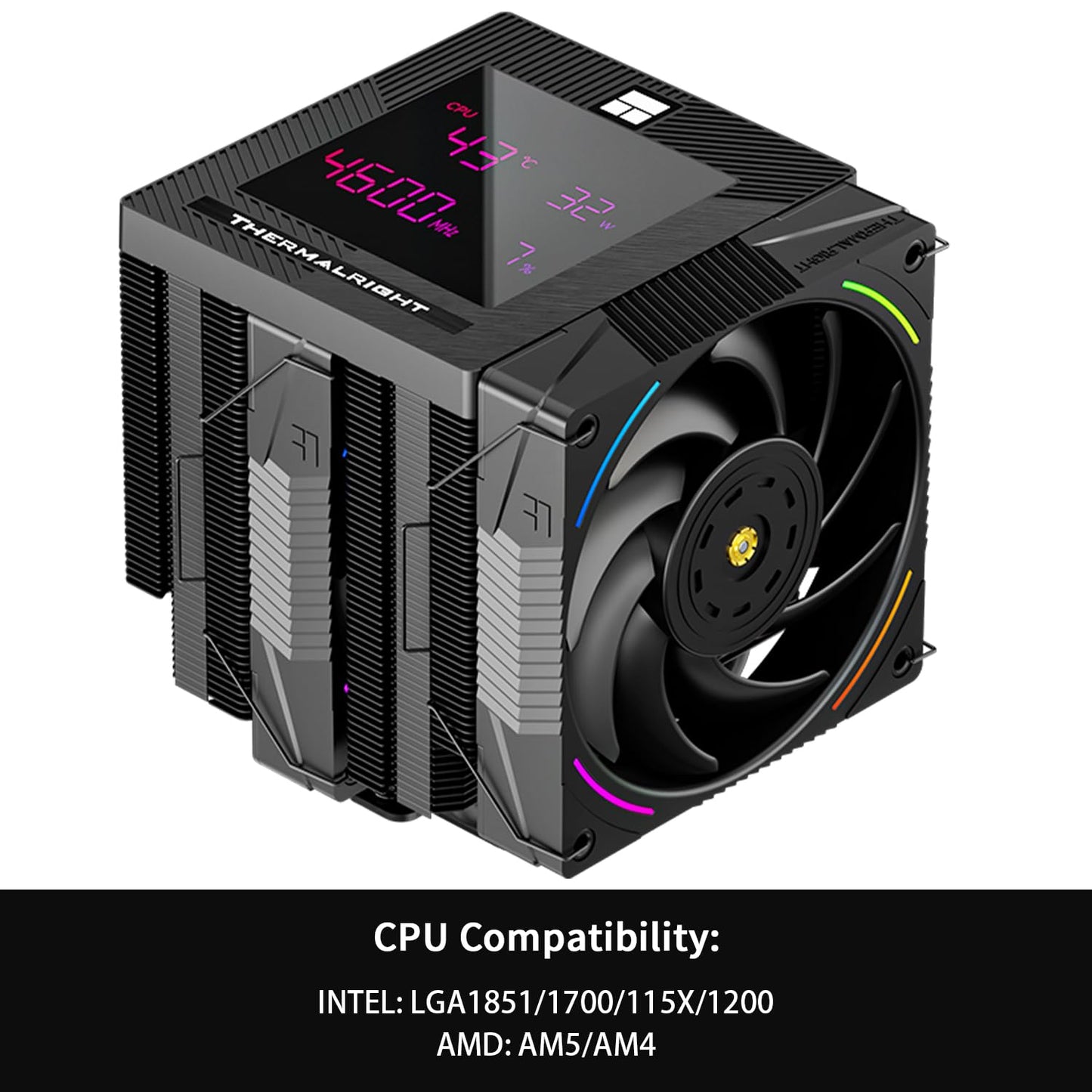 Thermalright Phantom Spirit 120 Digital EVO CPU Air Cooler,7 Heat Pipes CPU Cooler,Dual 120mm PWM Fans,Magnetic Attraction-Digital Screen Top