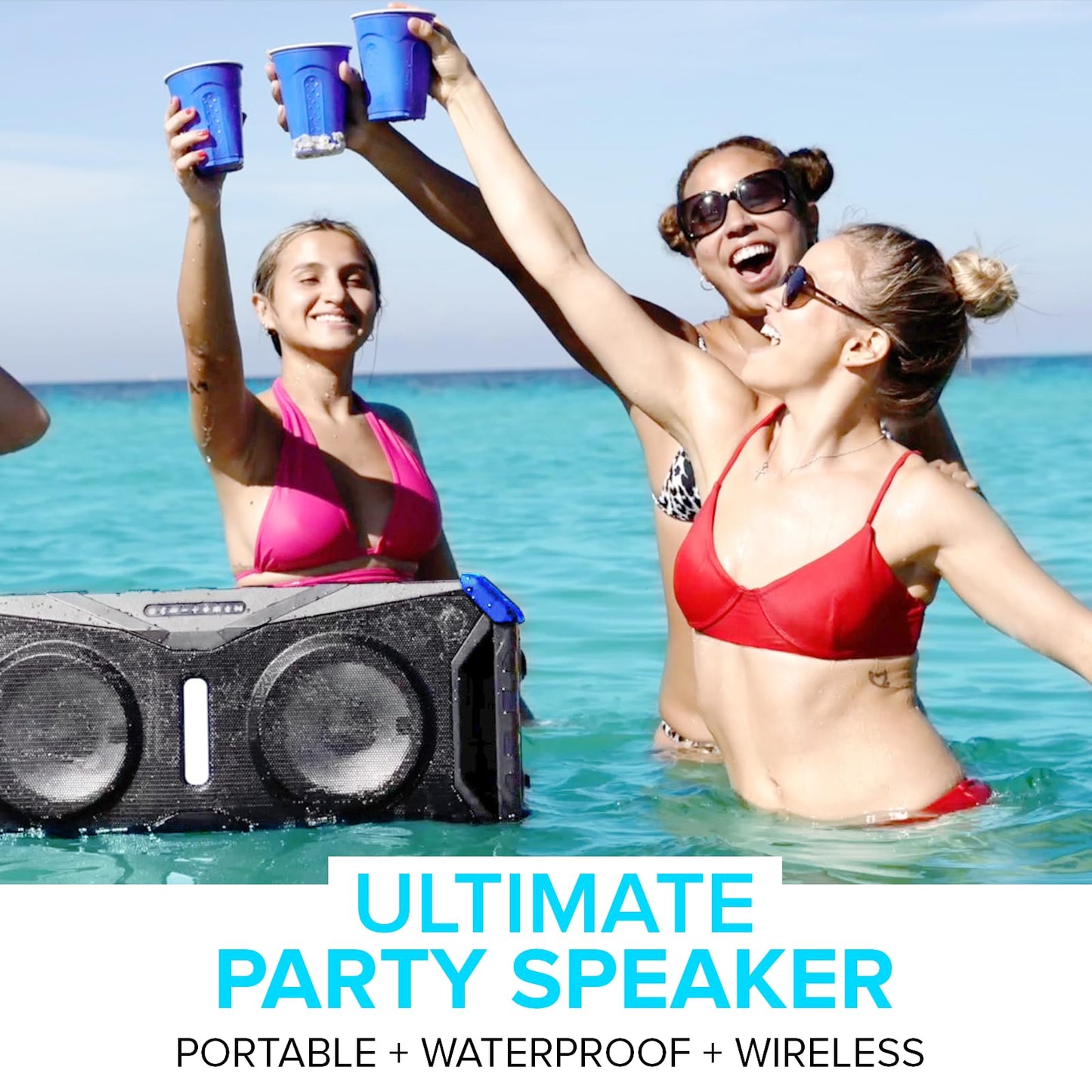 Gemini Sound SoundSplash 400W Floating Waterproof Wireless Bluetooth Speaker, LED Light Show, Dual 8” Woofers & NFC Pairing - Perfect for Pool