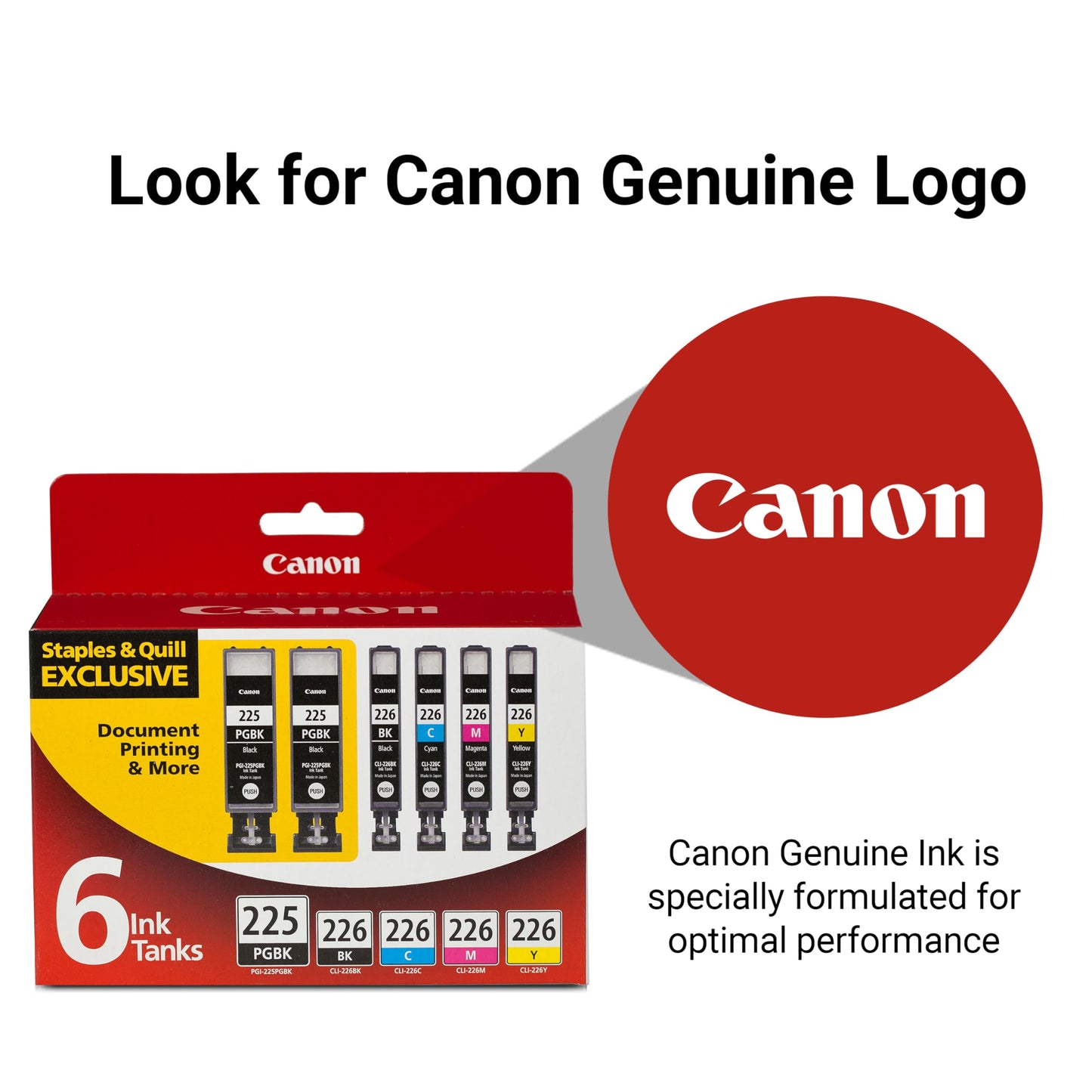 Canon PGI-225/CLI-226 Genuine Six Color Value Pack, Compatible with iP4820, iP4920, iX6520, MG5120, MG5220, MG5320, MG6120, MG6220, MG8120, MG8220