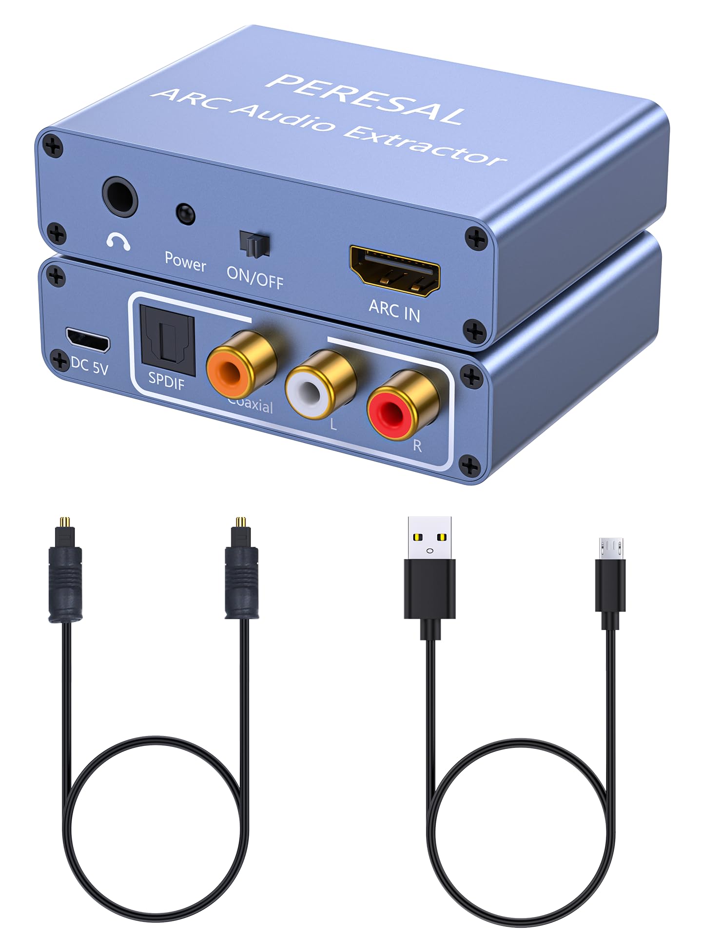 192KHz HDMI ARC Audio Extractor with Optical Cable ARC Converter HDMI ARC to Optical TOSLINK SPDIF Coaxial, RCA+3.5mm Jack L/R Stereo, Audio Splitter