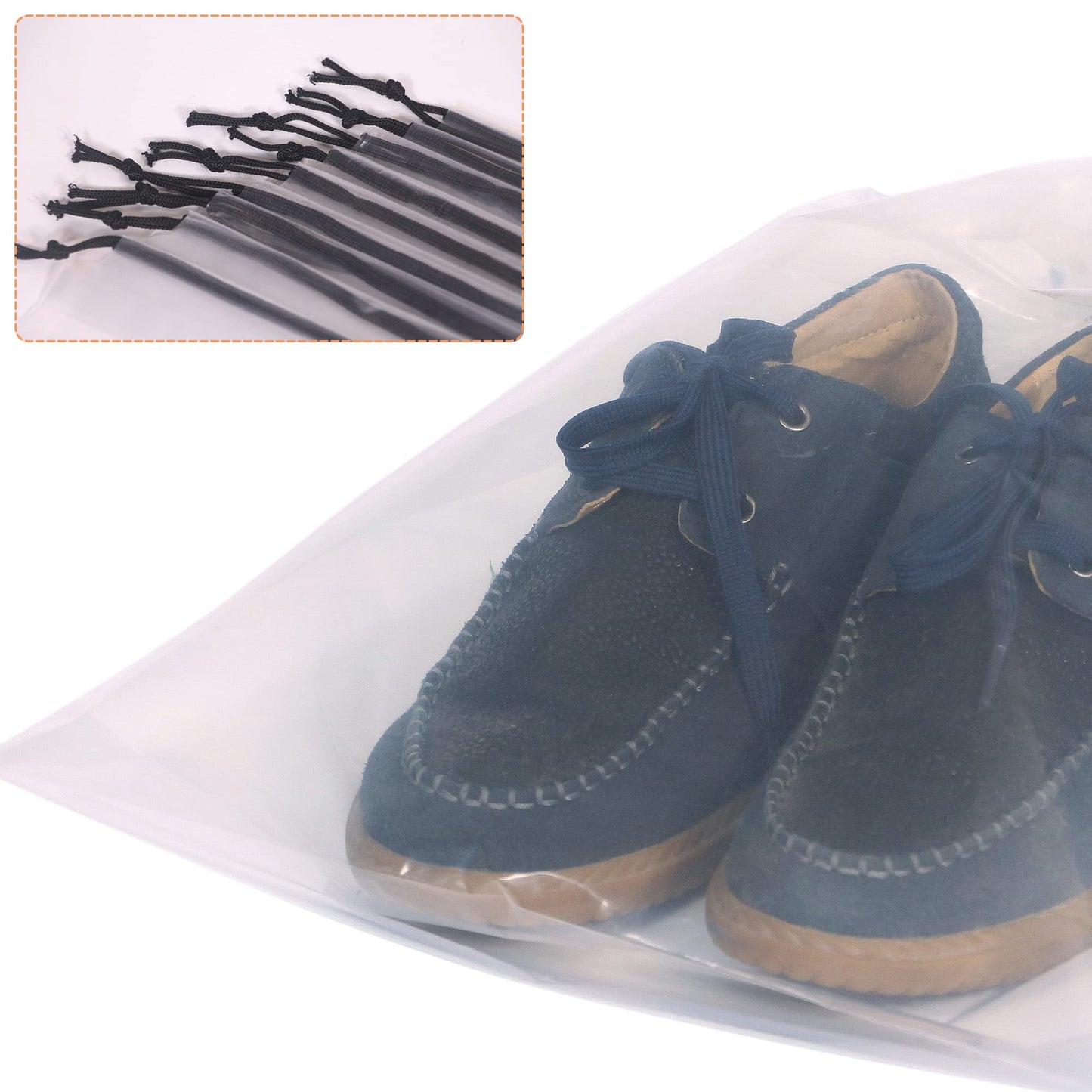 Set of 12 Large Transparent Shoe Bags – Clear Travel Storage Organizers with Drawstring for Men & Women